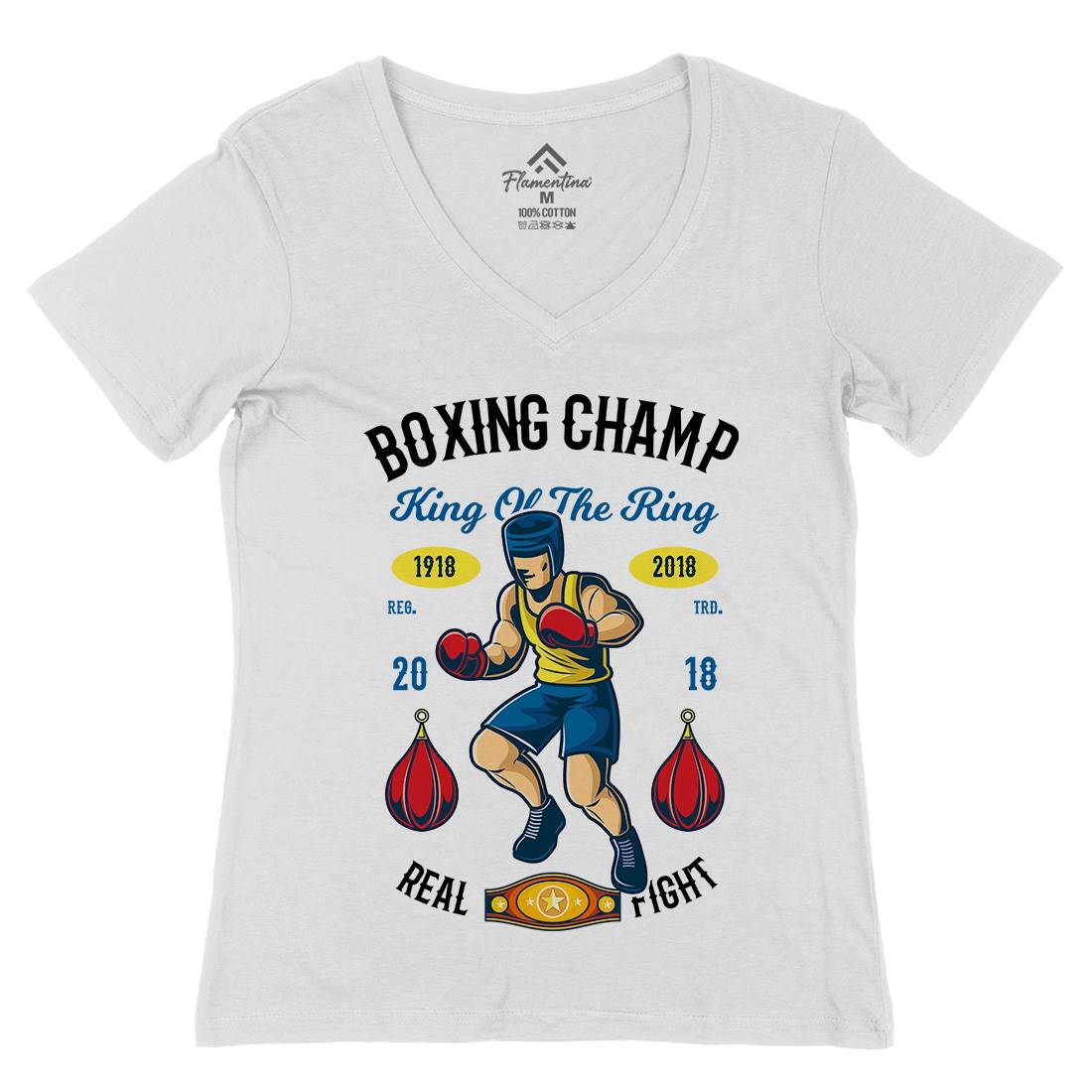 Boxing Champ Womens Organic V-Neck T-Shirt Sport C323