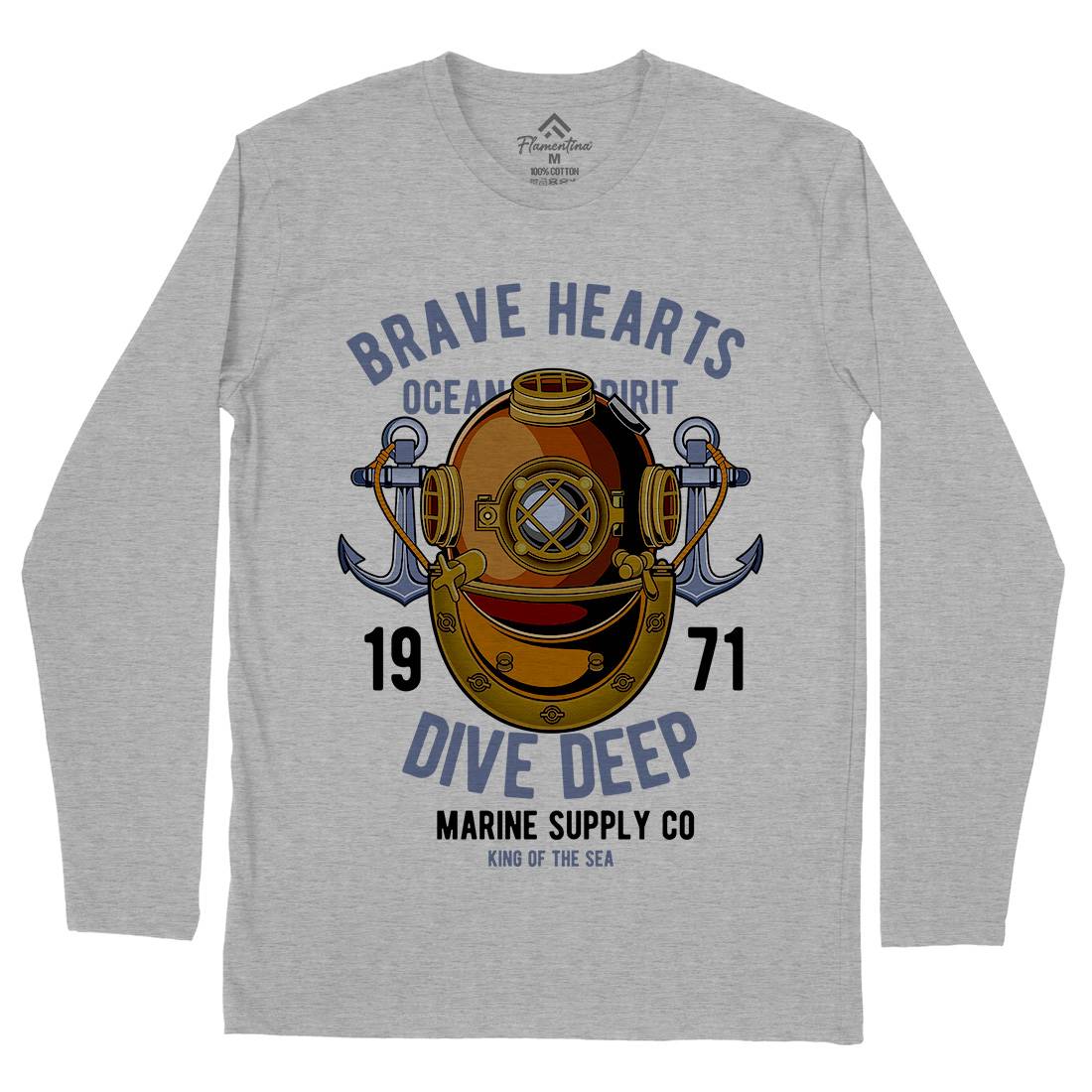 Brave Hearts Diver Mens Long Sleeve T-Shirt Navy C324