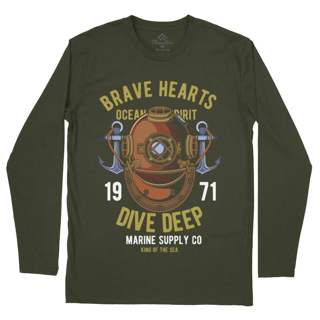 Brave Hearts Diver Mens Long Sleeve T-Shirt Navy C324