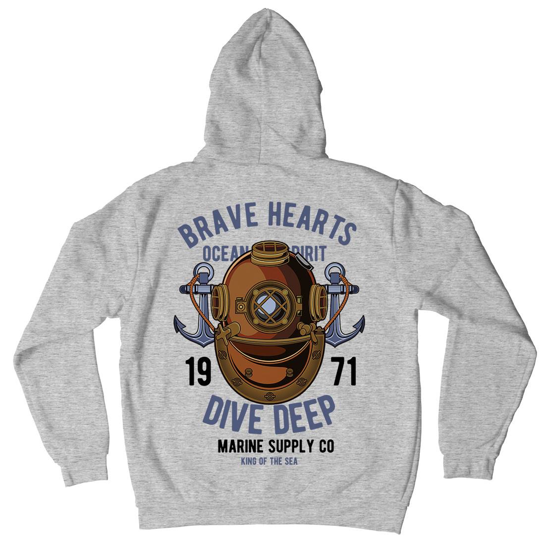 Brave Hearts Diver Mens Hoodie With Pocket Navy C324