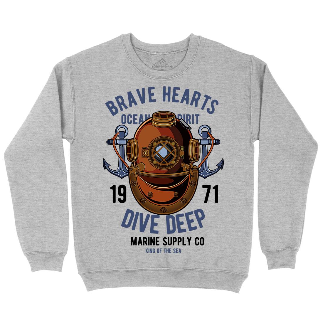 Brave Hearts Diver Mens Crew Neck Sweatshirt Navy C324