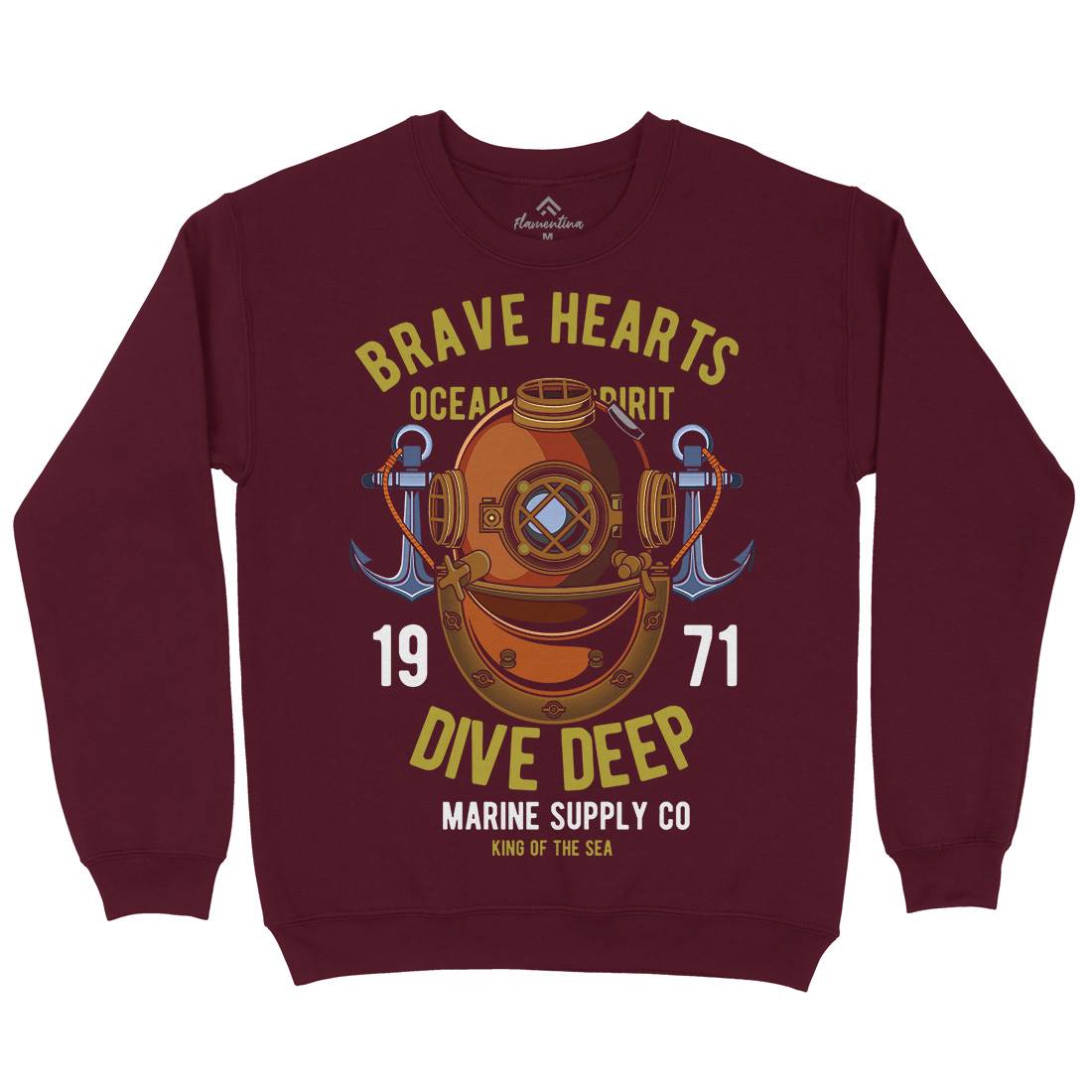 Brave Hearts Diver Mens Crew Neck Sweatshirt Navy C324