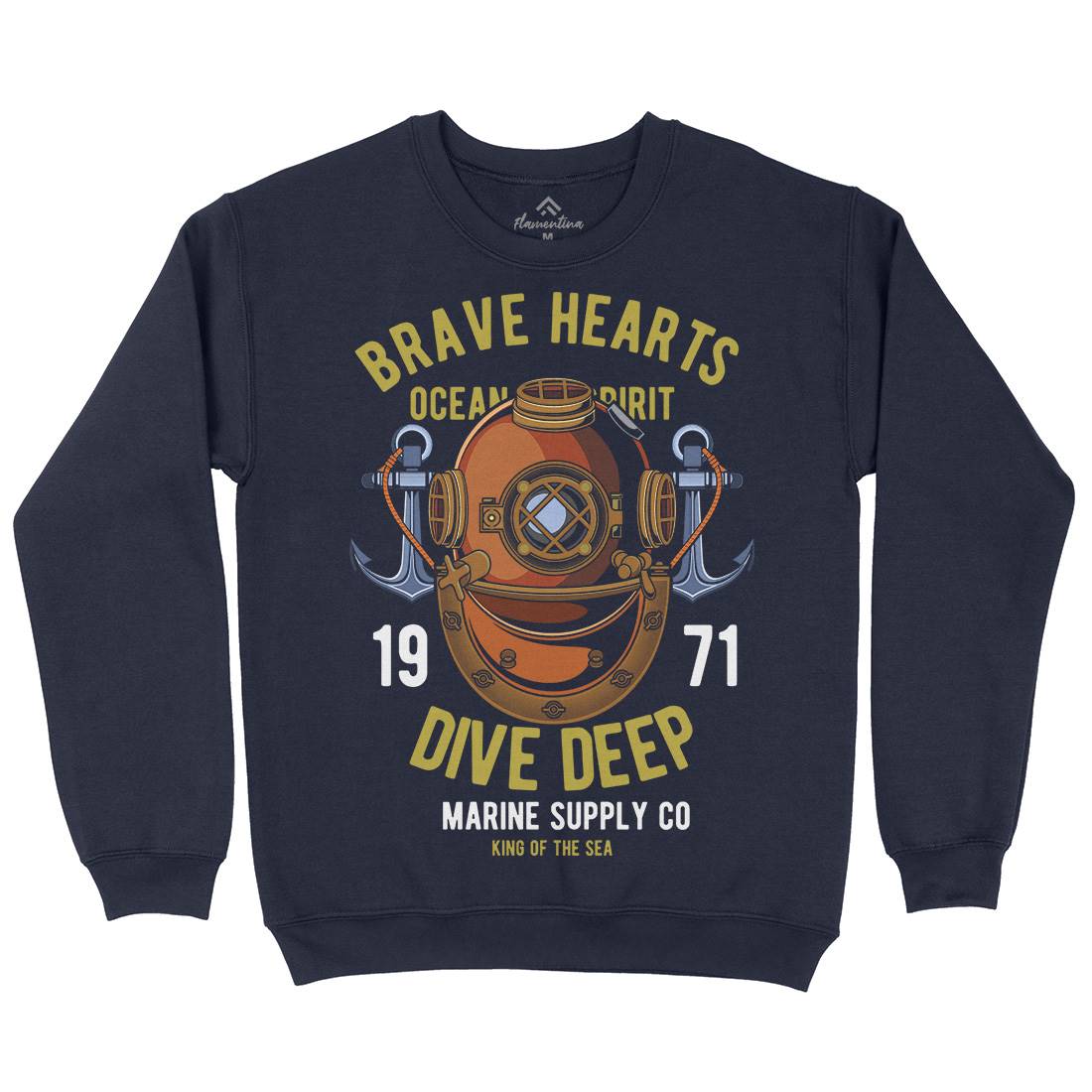 Brave Hearts Diver Kids Crew Neck Sweatshirt Navy C324