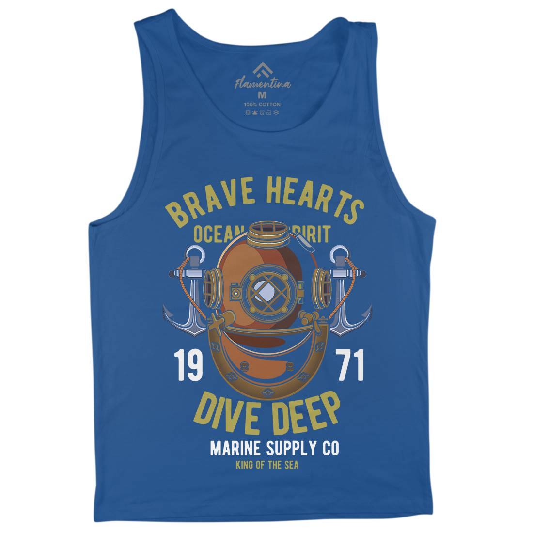 Brave Hearts Diver Mens Tank Top Vest Navy C324