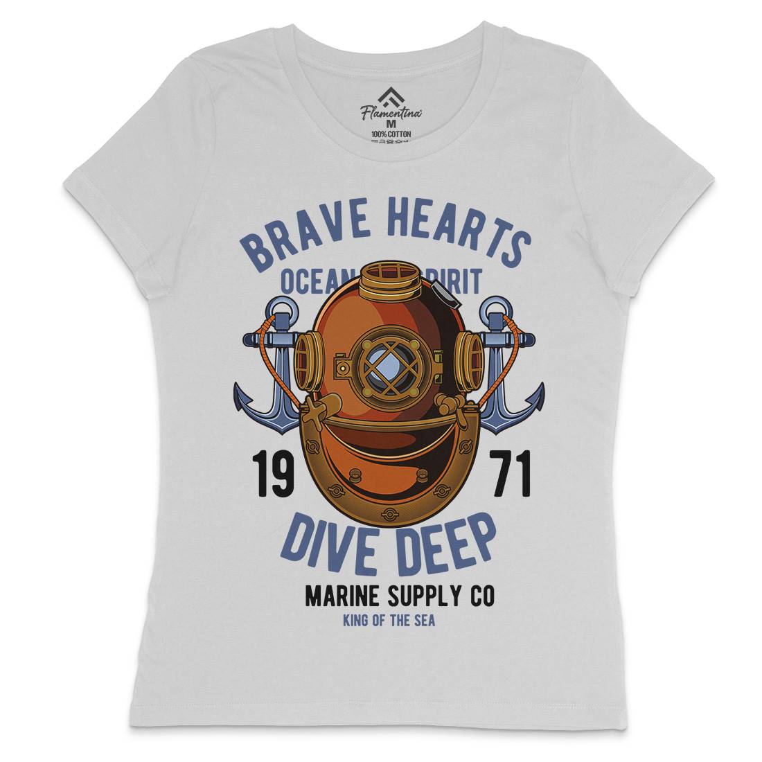 Brave Hearts Diver Womens Crew Neck T-Shirt Navy C324