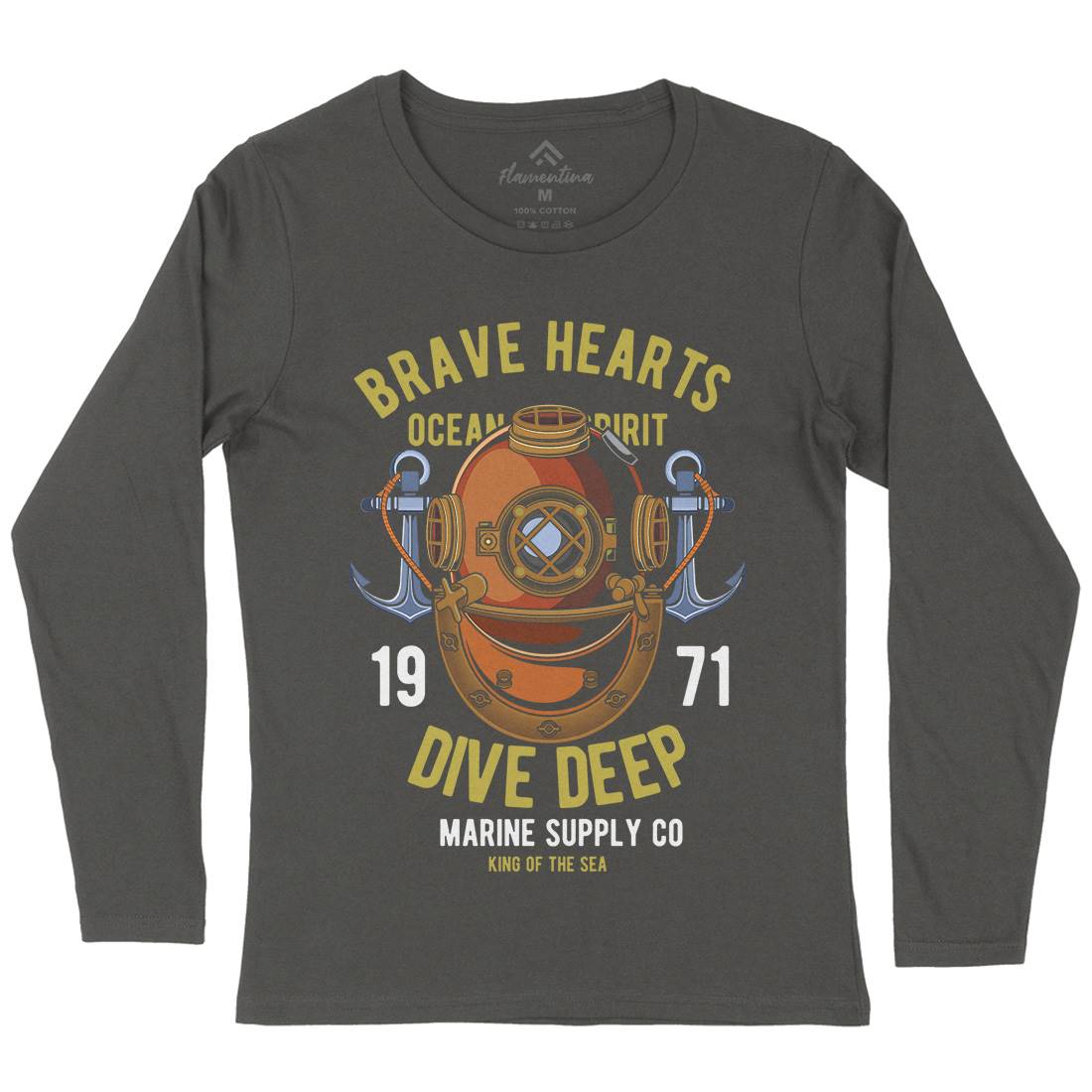 Brave Hearts Diver Womens Long Sleeve T-Shirt Navy C324