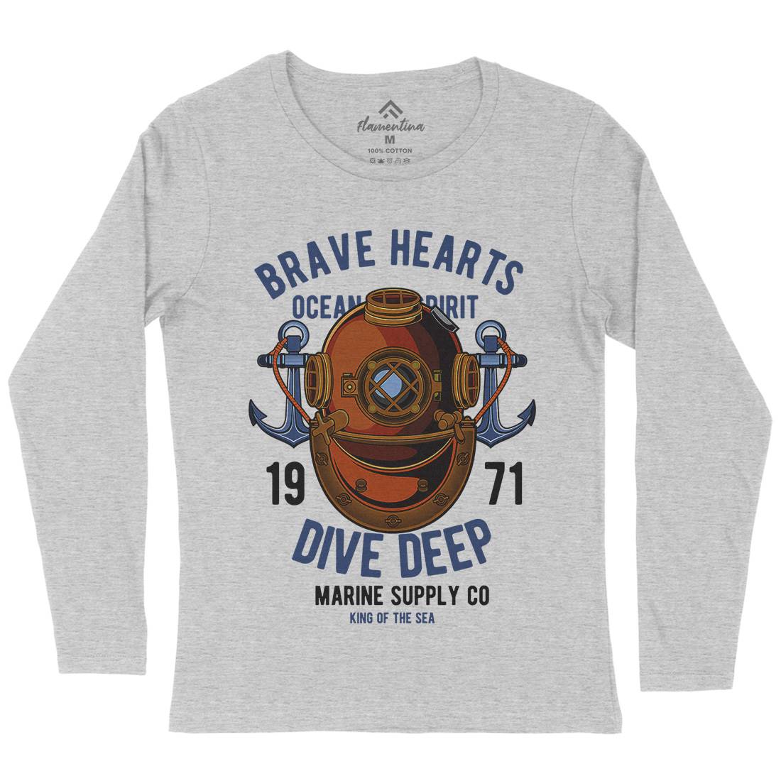 Brave Hearts Diver Womens Long Sleeve T-Shirt Navy C324