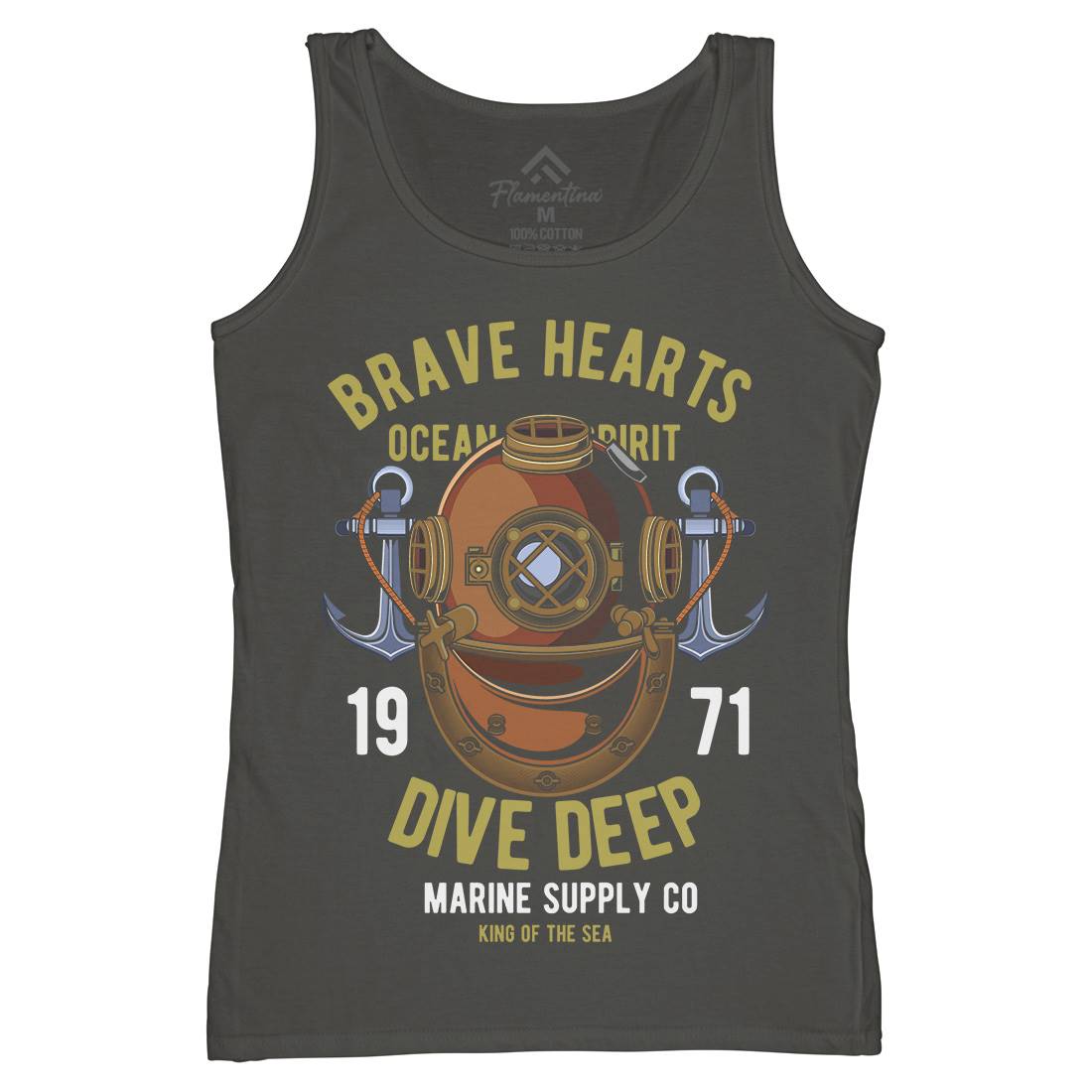 Brave Hearts Diver Womens Organic Tank Top Vest Navy C324