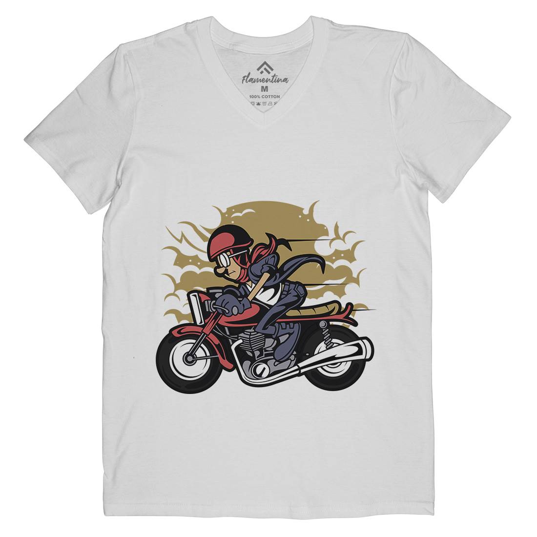 Caferacer Mens Organic V-Neck T-Shirt Motorcycles C325
