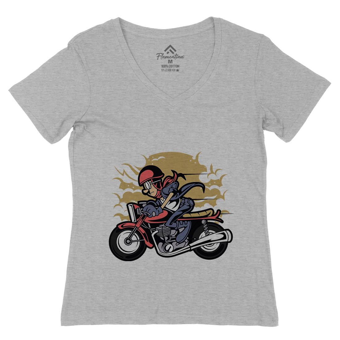 Caferacer Womens Organic V-Neck T-Shirt Motorcycles C325