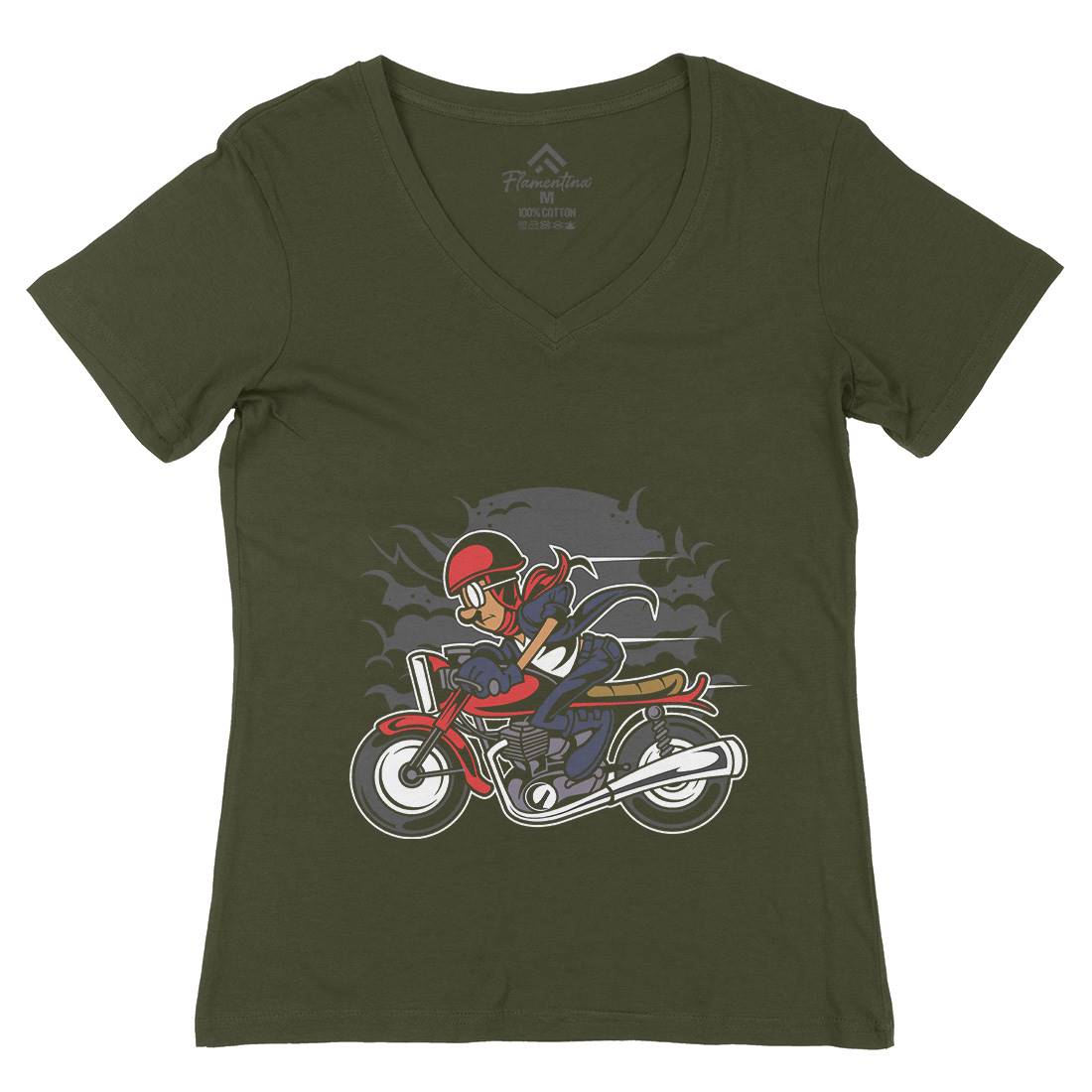 Caferacer Womens Organic V-Neck T-Shirt Motorcycles C325