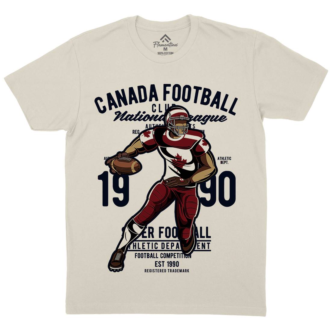 Canada Football Mens Organic Crew Neck T-Shirt Sport C326