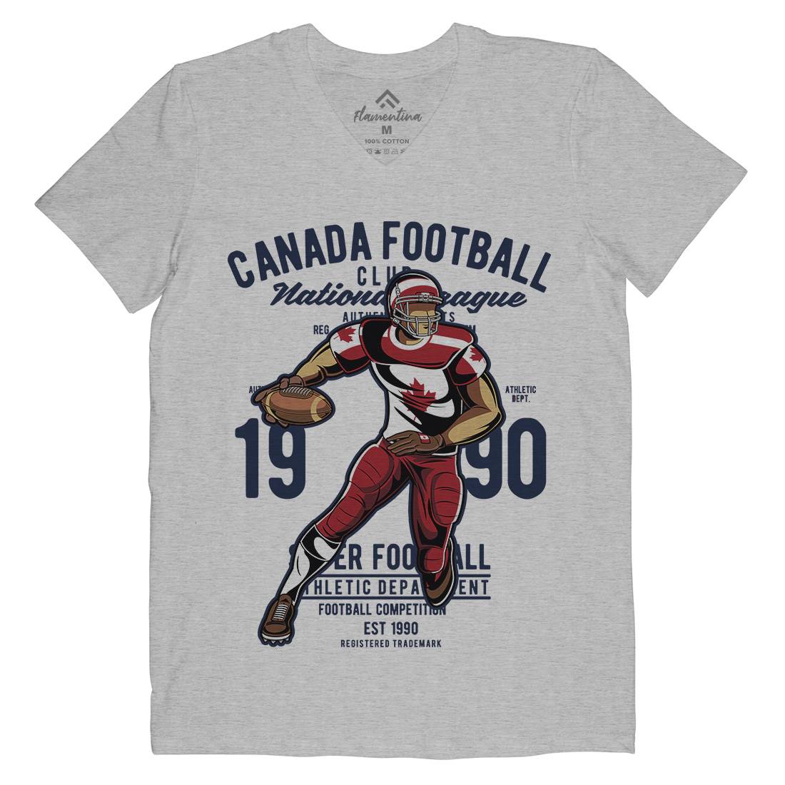 Canada Football Mens Organic V-Neck T-Shirt Sport C326
