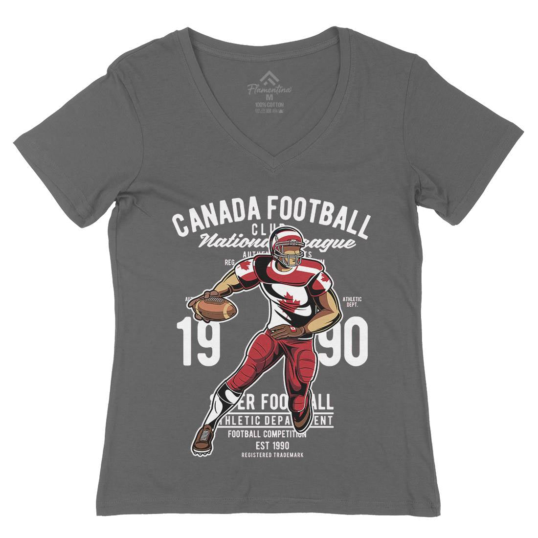 Canada Football Womens Organic V-Neck T-Shirt Sport C326