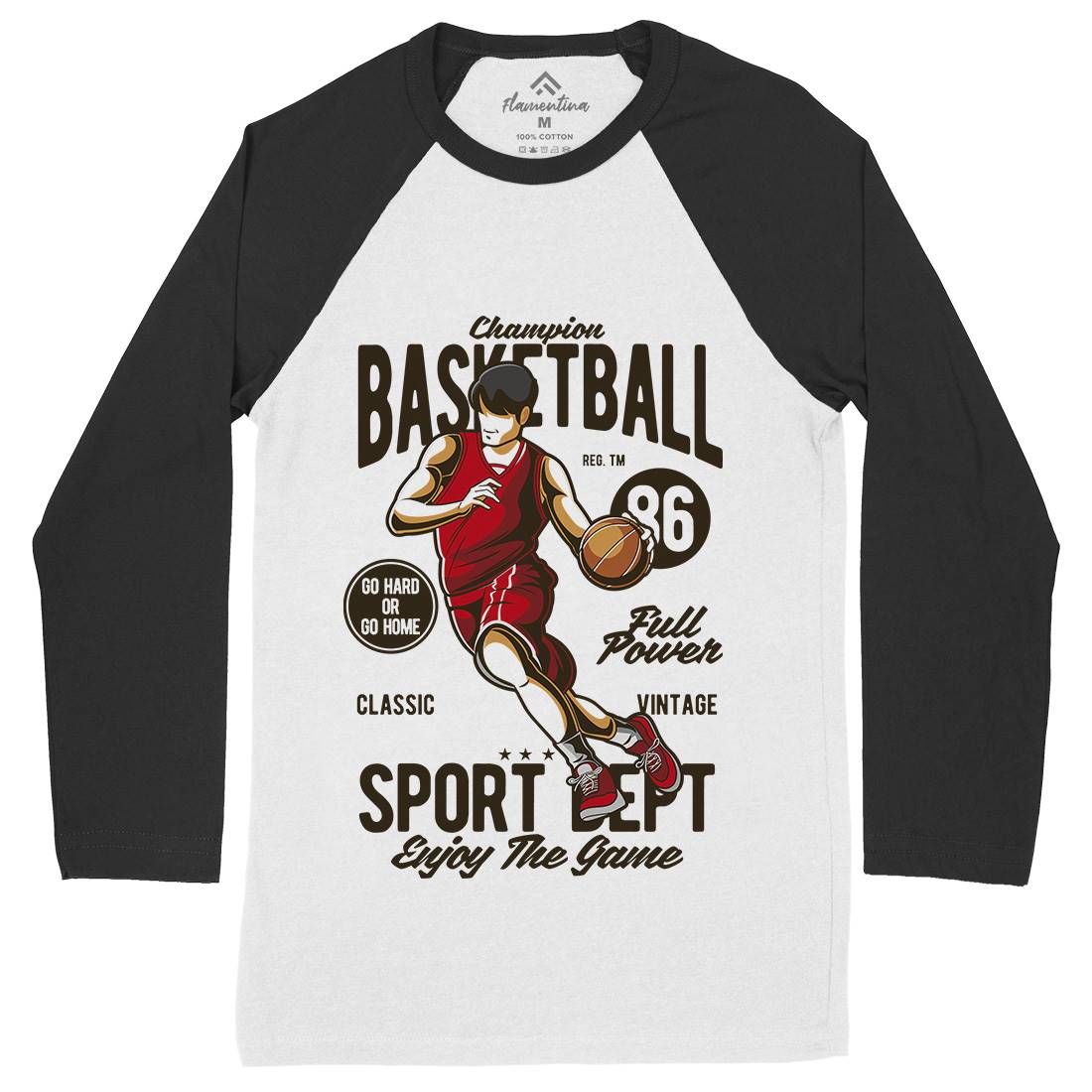 Champion Basketball Mens Long Sleeve Baseball T-Shirt Sport C327