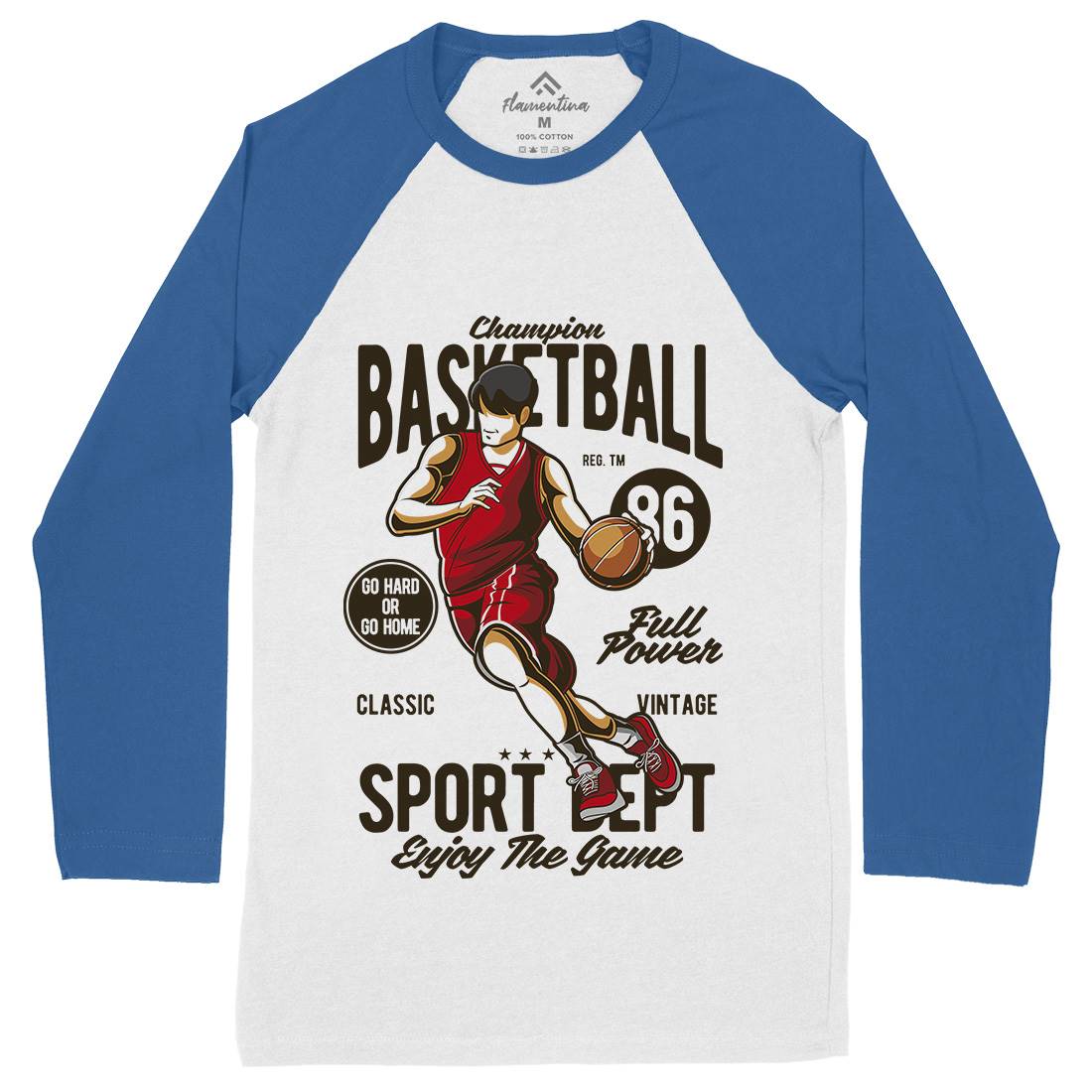 Champion Basketball Mens Long Sleeve Baseball T-Shirt Sport C327
