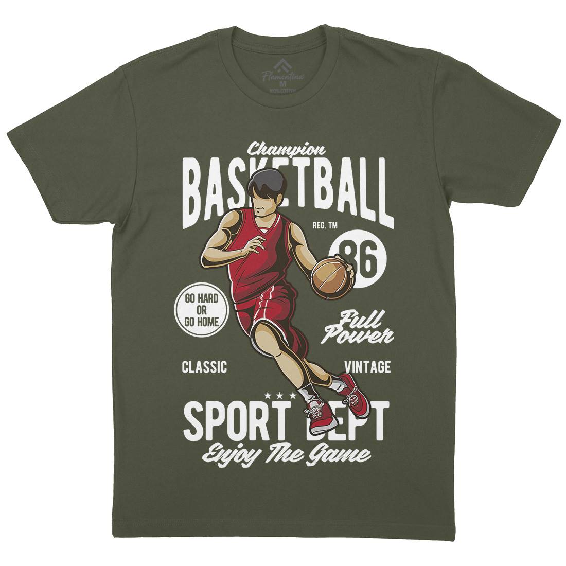 Champion Basketball Mens Organic Crew Neck T-Shirt Sport C327