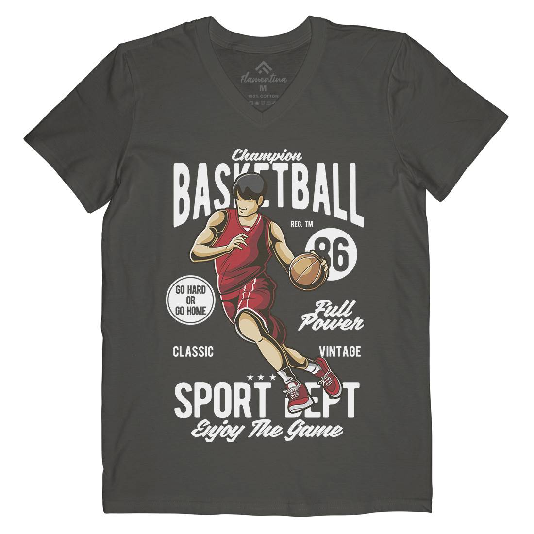 Champion Basketball Mens V-Neck T-Shirt Sport C327