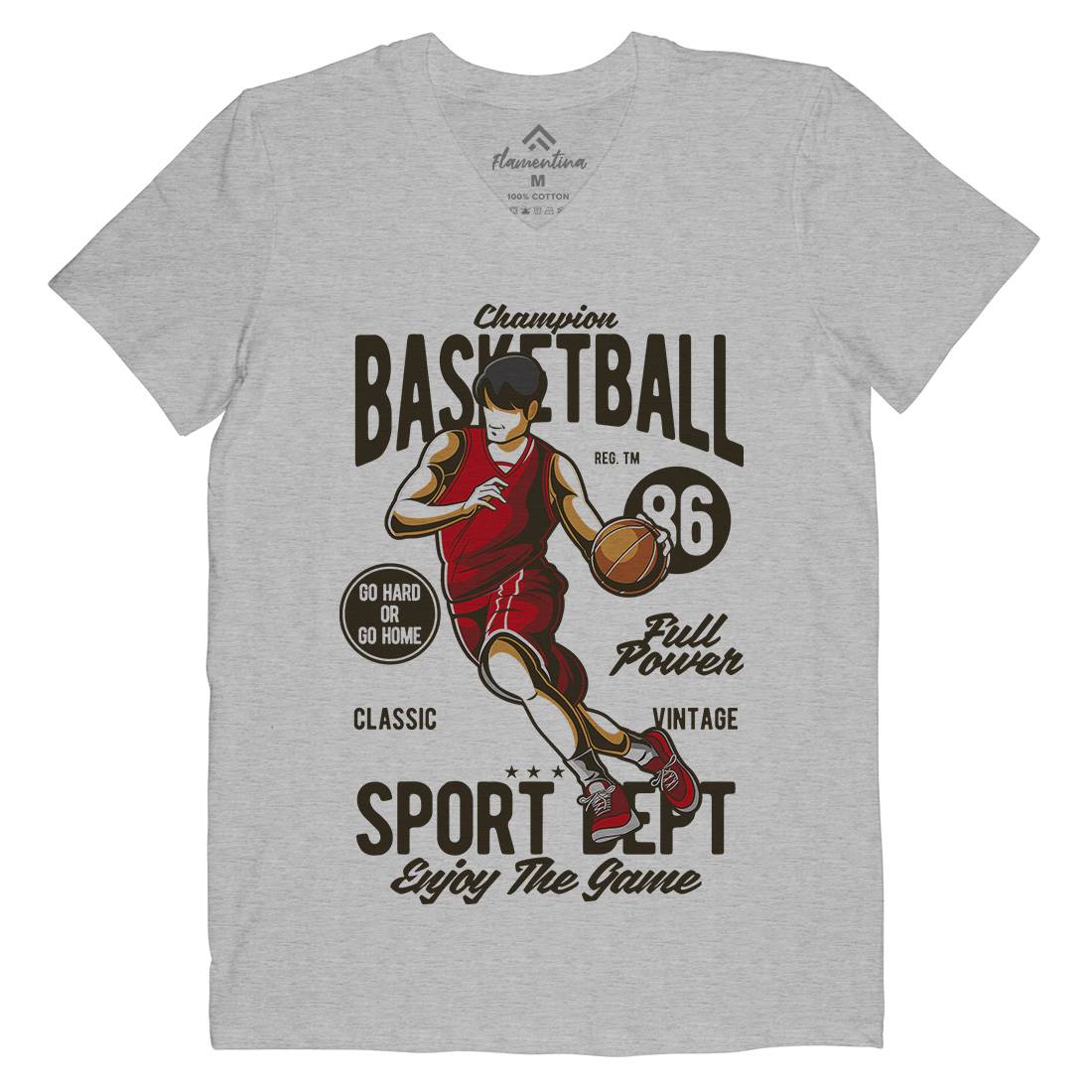 Champion Basketball Mens V-Neck T-Shirt Sport C327