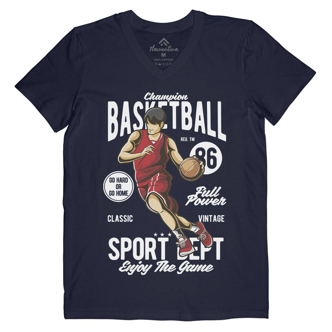 Champion Basketball Mens Organic V-Neck T-Shirt Sport C327