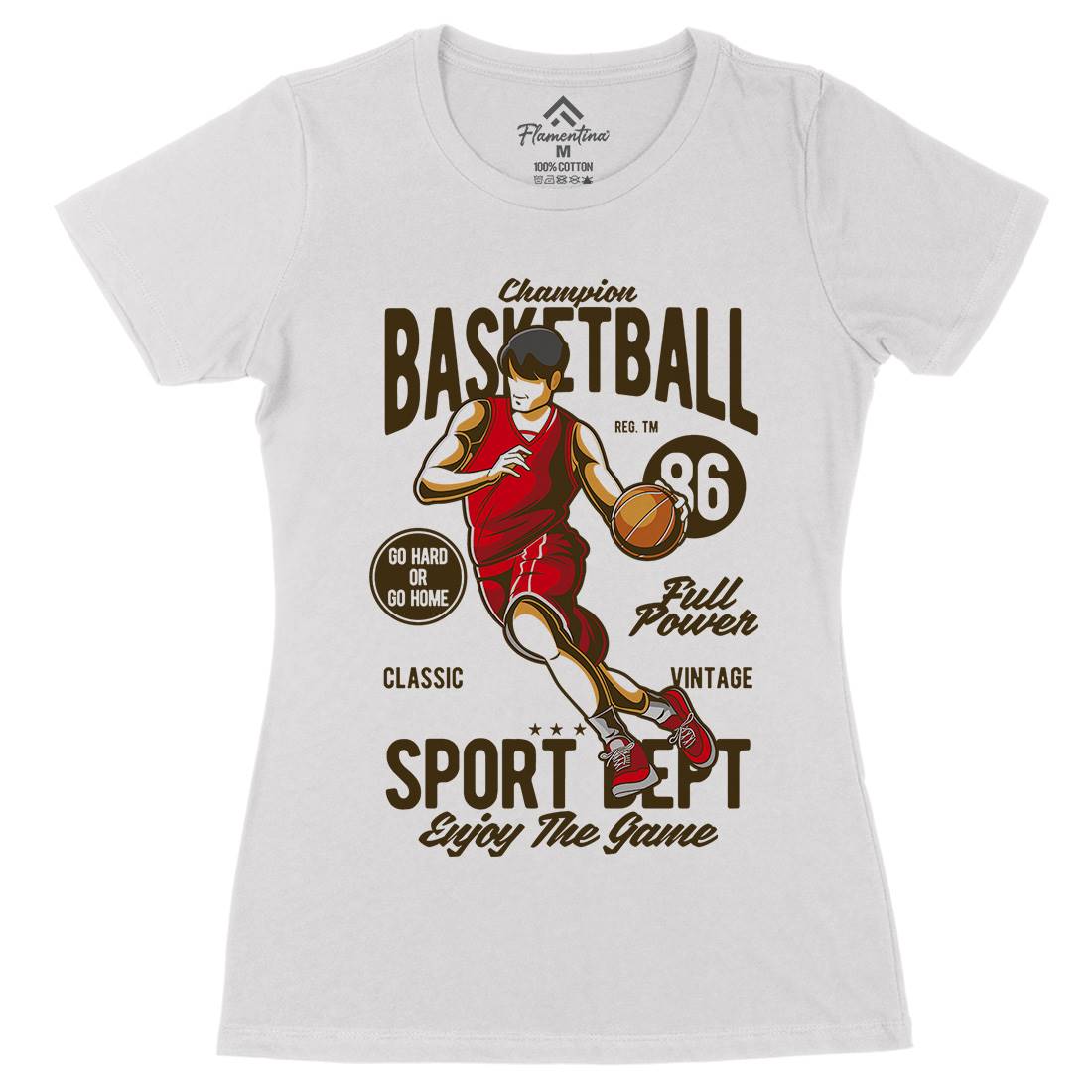 Champion Basketball Womens Organic Crew Neck T-Shirt Sport C327