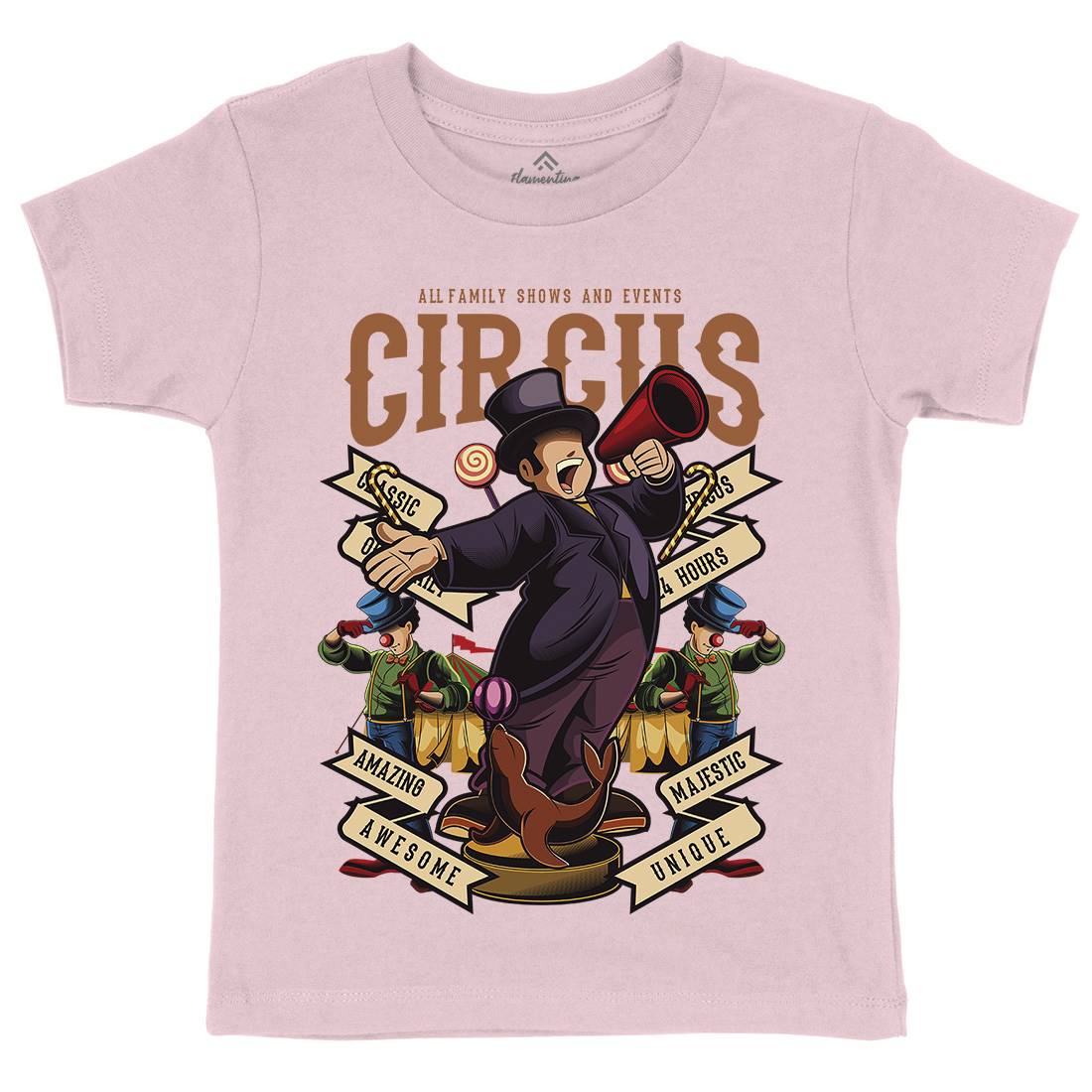 Circus Kids Crew Neck T-Shirt Retro C328