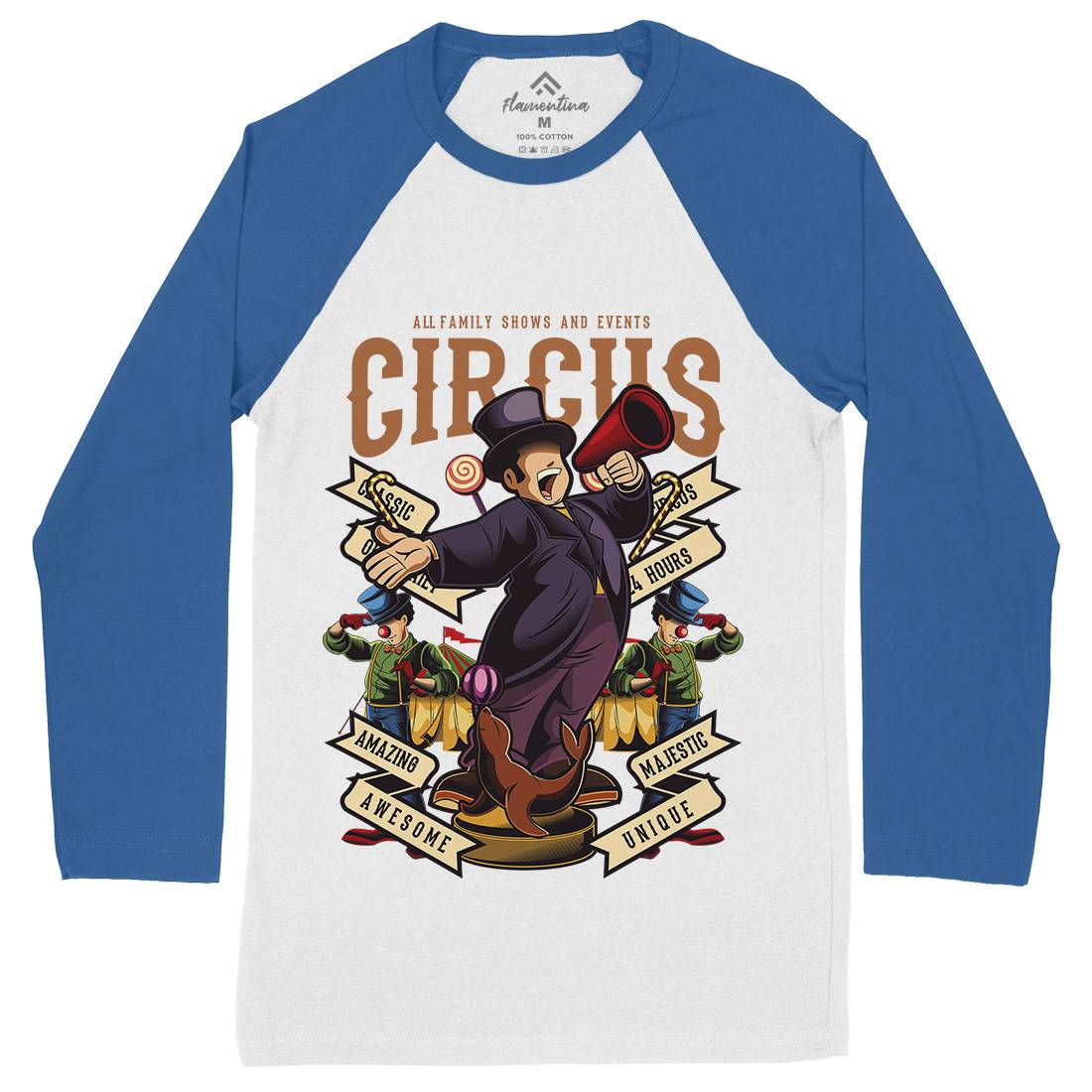 Circus Mens Long Sleeve Baseball T-Shirt Retro C328