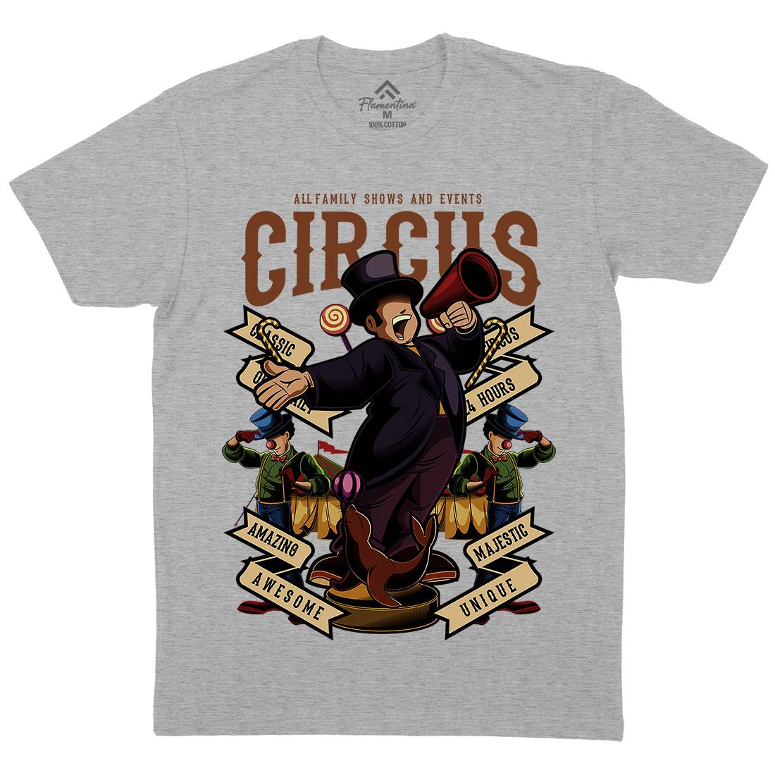 Circus Mens Crew Neck T-Shirt Retro C328