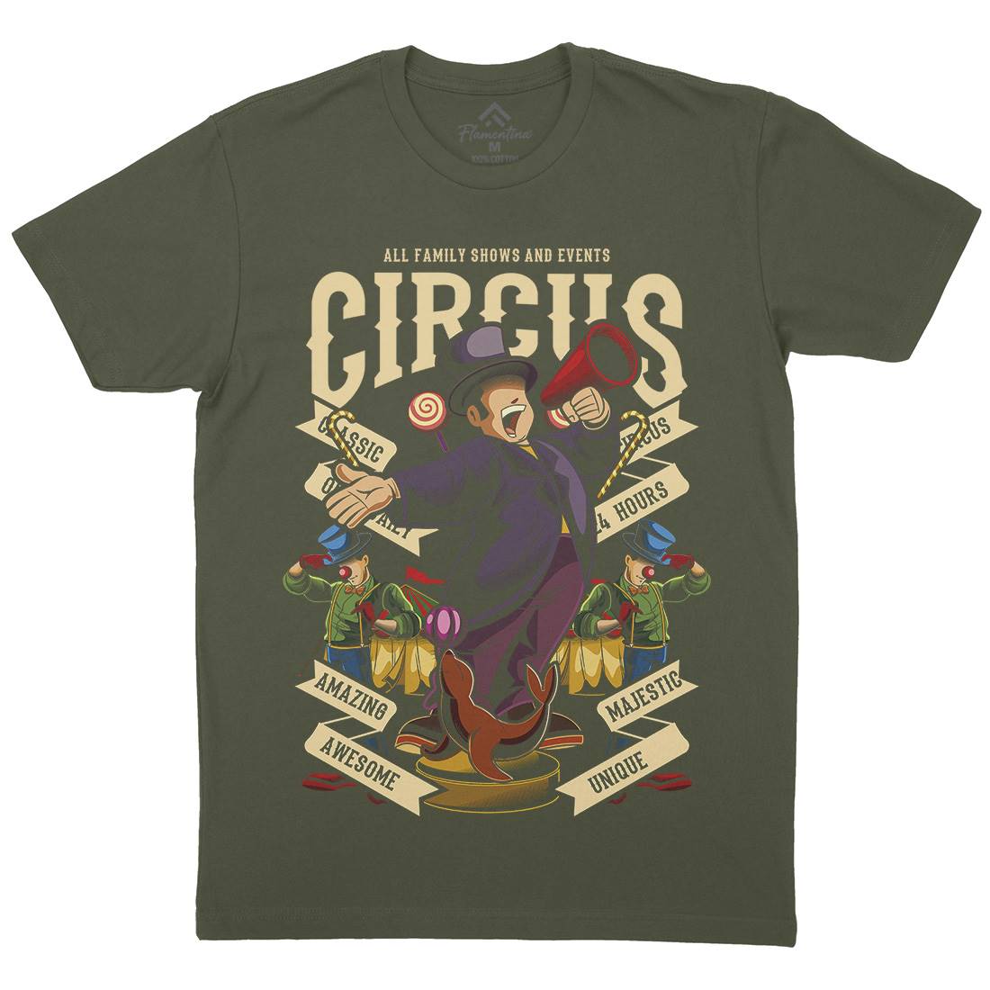 Circus Mens Organic Crew Neck T-Shirt Retro C328