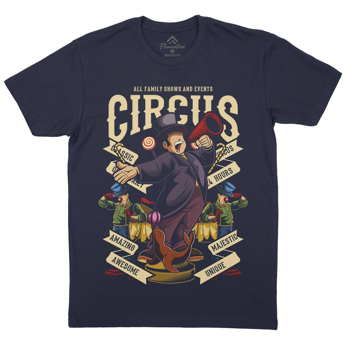 Circus Mens Crew Neck T-Shirt Retro C328