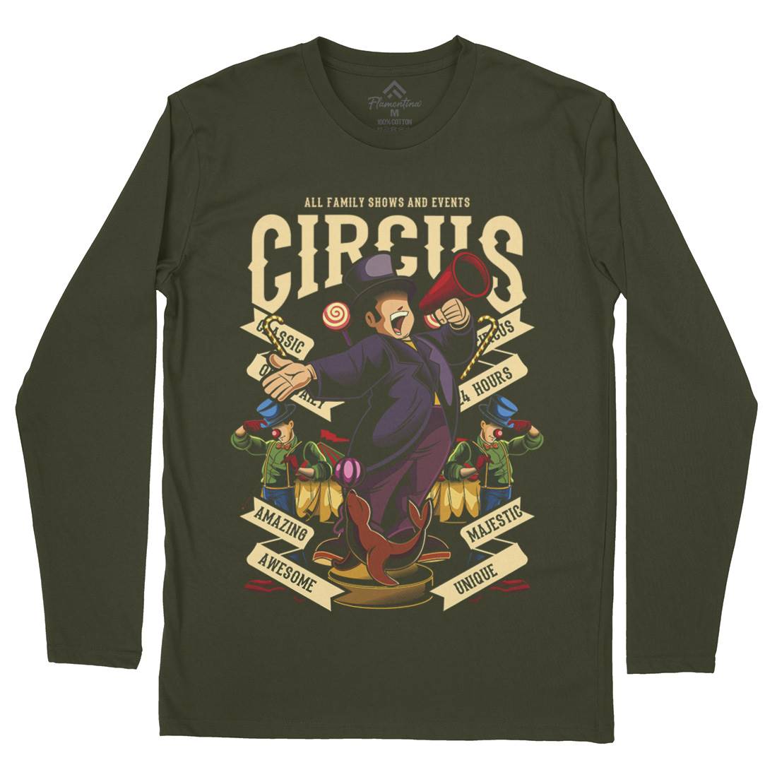 Circus Mens Long Sleeve T-Shirt Retro C328