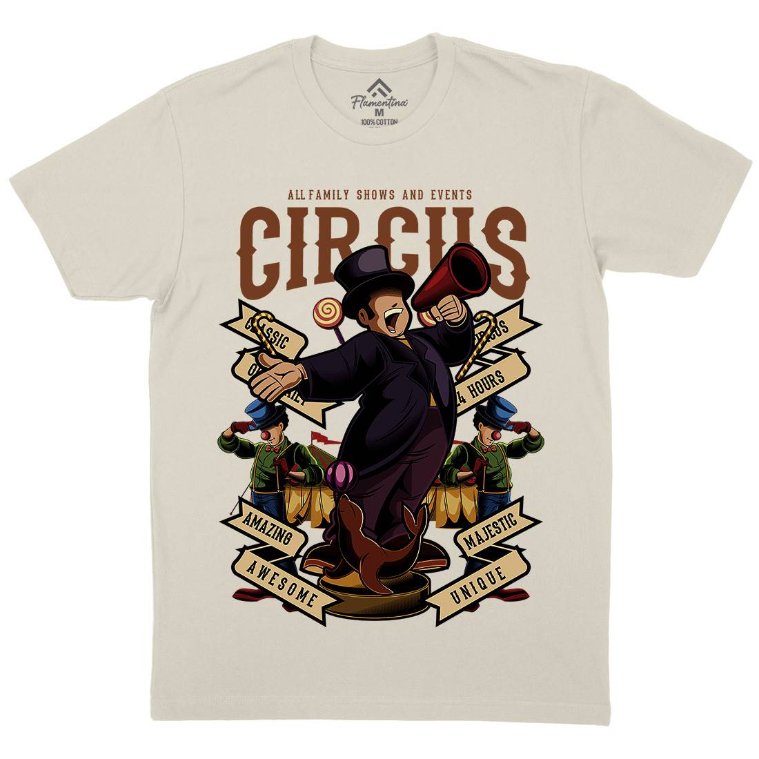 Circus Mens Organic Crew Neck T-Shirt Retro C328