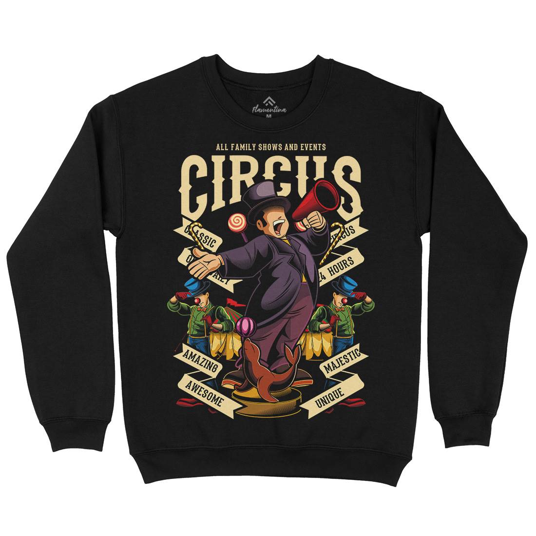 Circus Mens Crew Neck Sweatshirt Retro C328