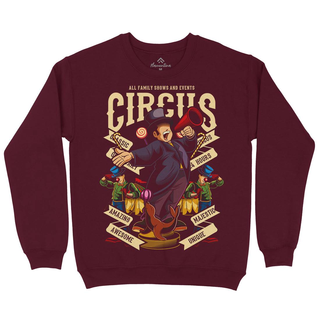 Circus Mens Crew Neck Sweatshirt Retro C328