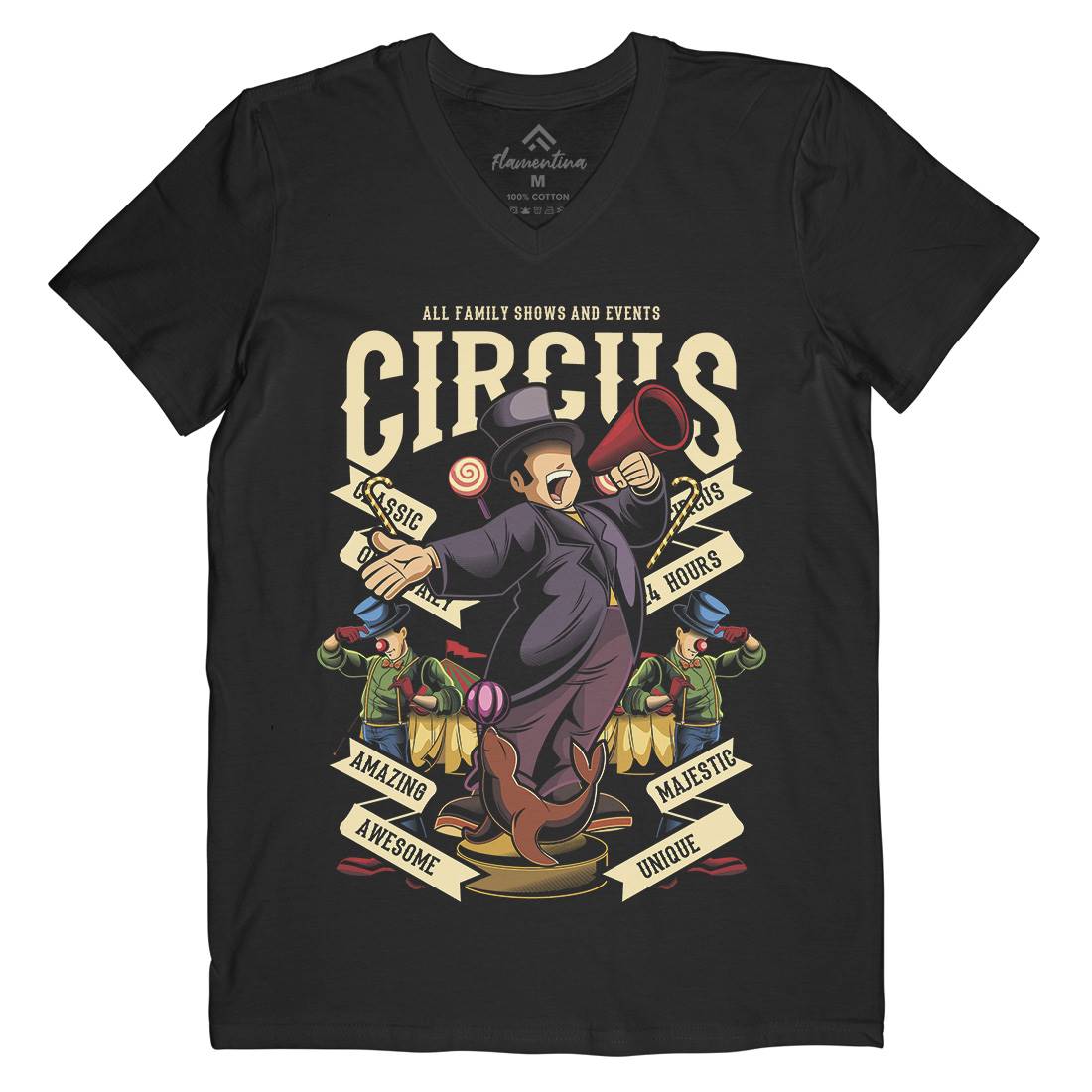 Circus Mens V-Neck T-Shirt Retro C328