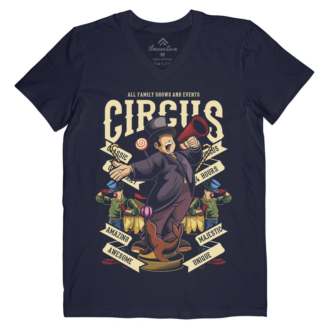 Circus Mens V-Neck T-Shirt Retro C328