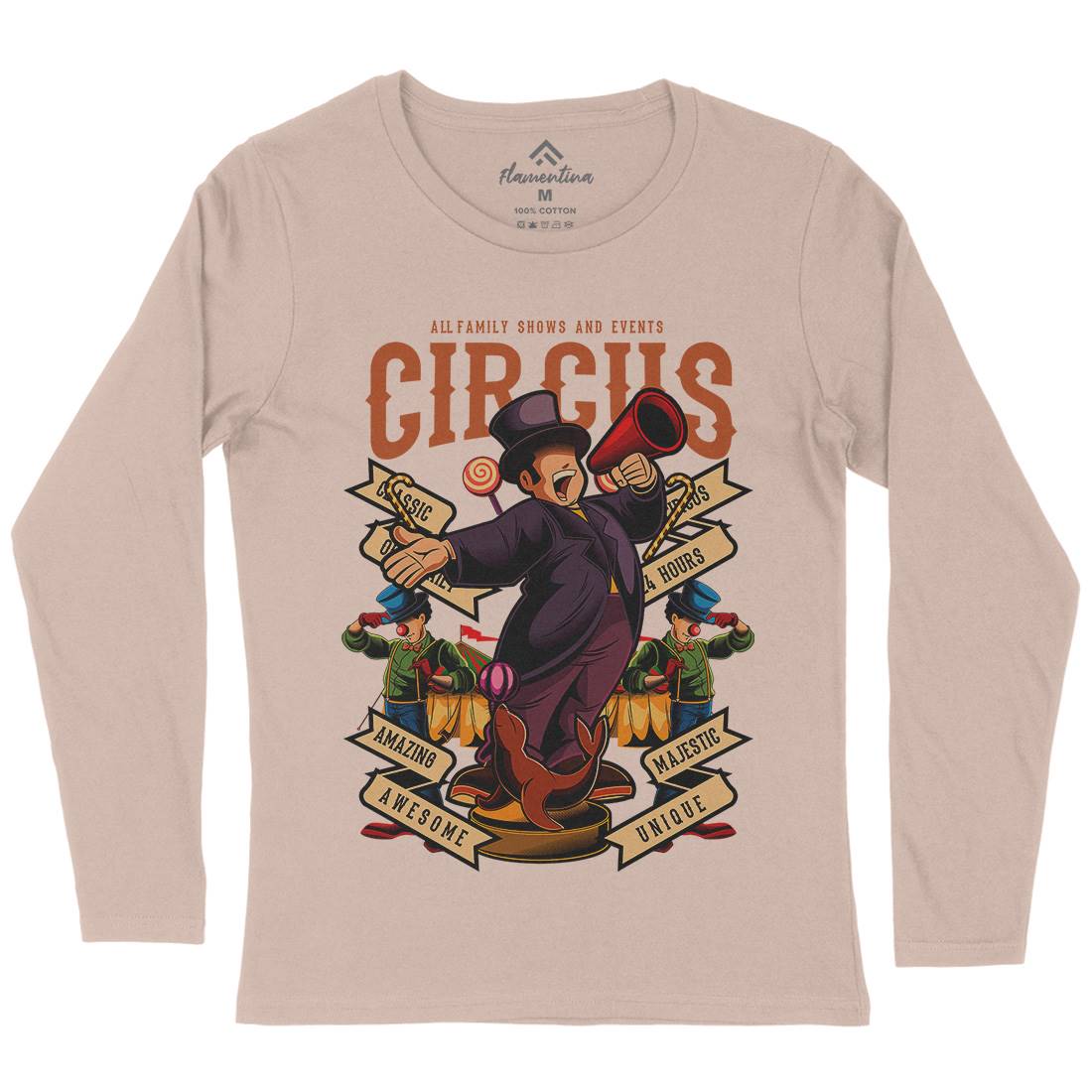 Circus Womens Long Sleeve T-Shirt Retro C328