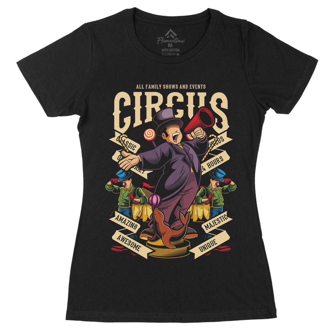 Circus Womens Organic Crew Neck T-Shirt Retro C328
