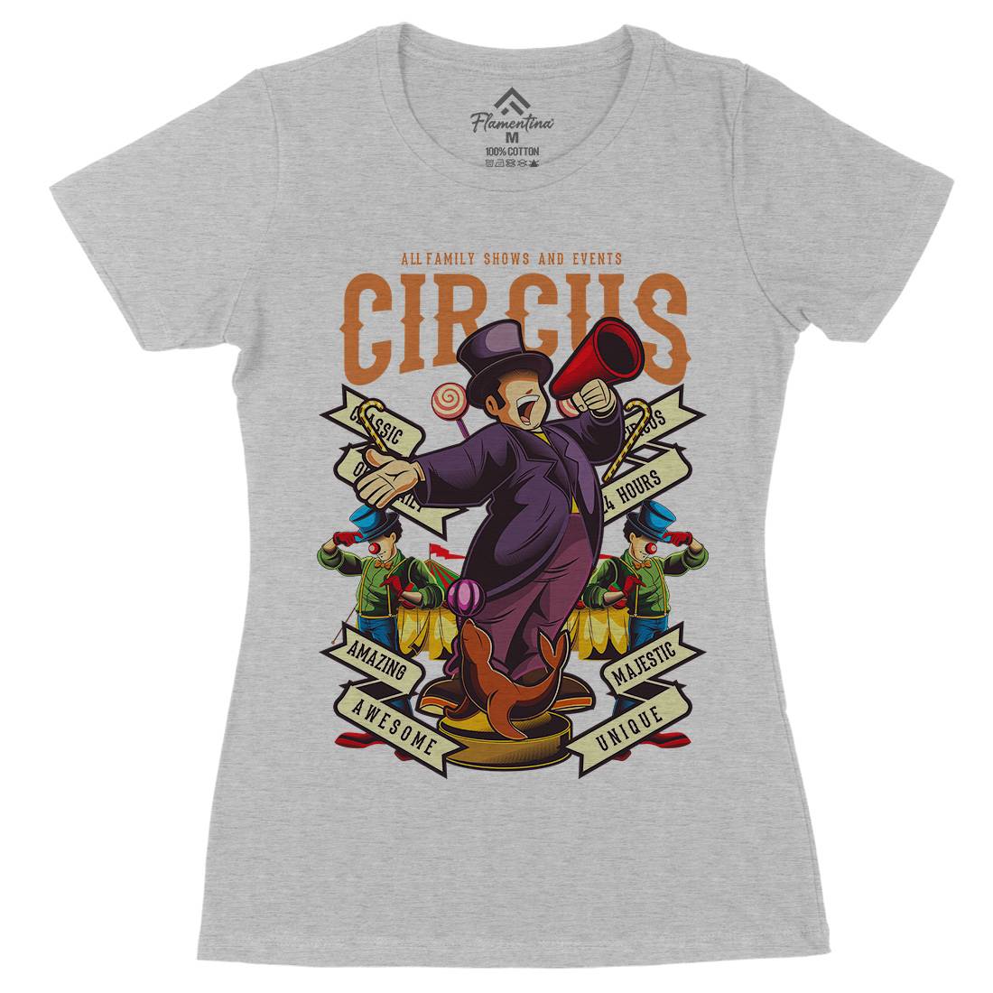 Circus Womens Organic Crew Neck T-Shirt Retro C328