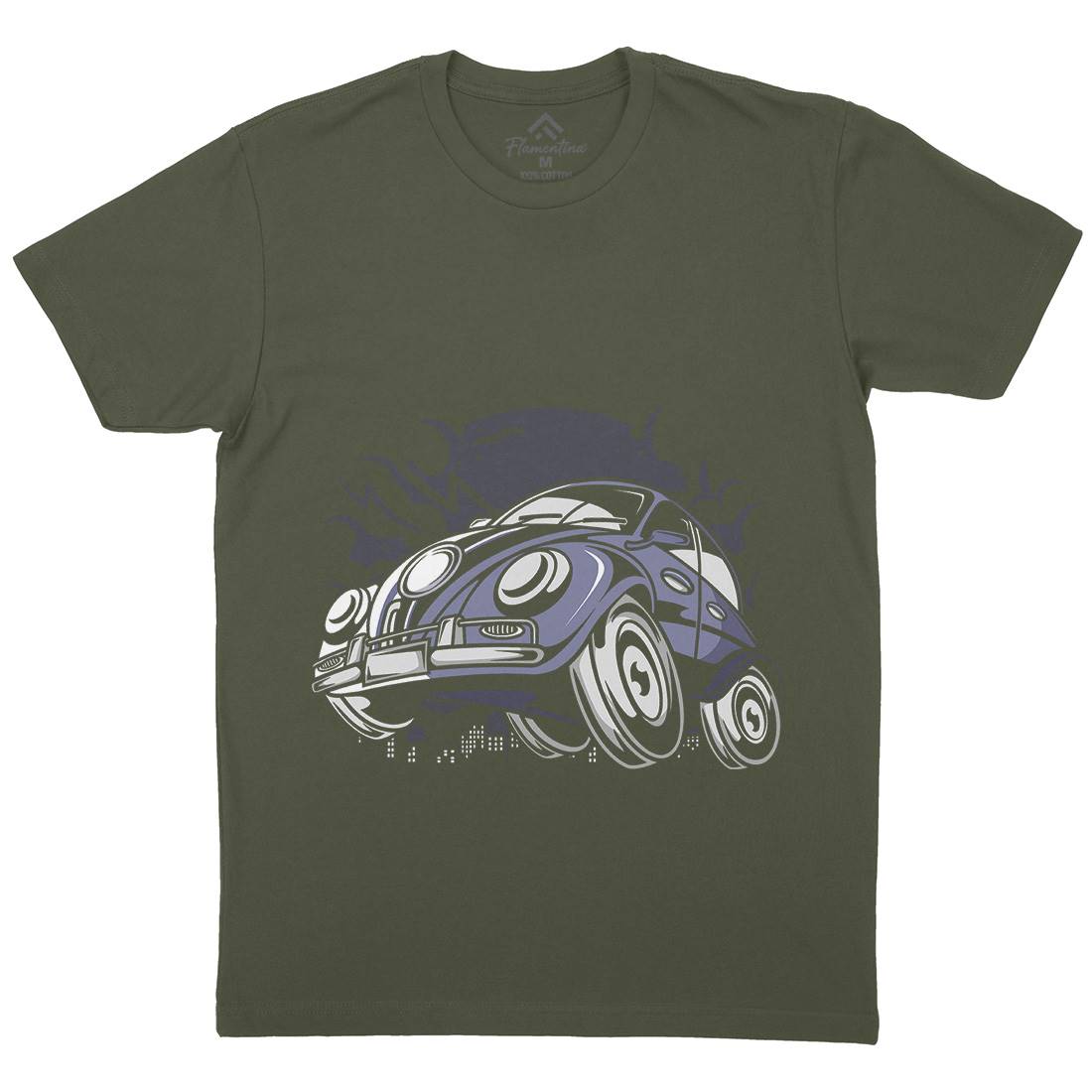 Classic Beetle Mens Organic Crew Neck T-Shirt Cars C329