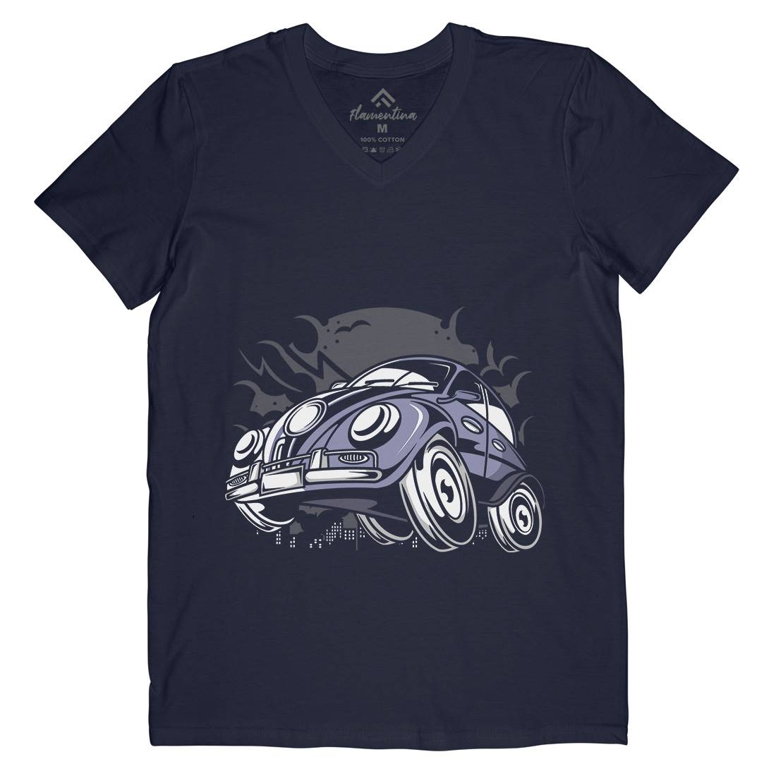 Classic Beetle Mens Organic V-Neck T-Shirt Cars C329