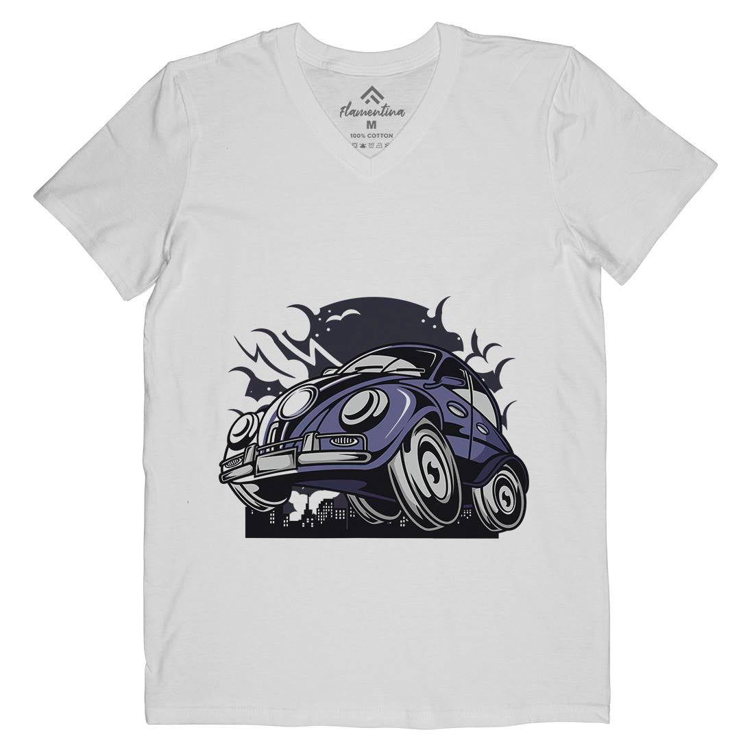 Classic Beetle Mens Organic V-Neck T-Shirt Cars C329