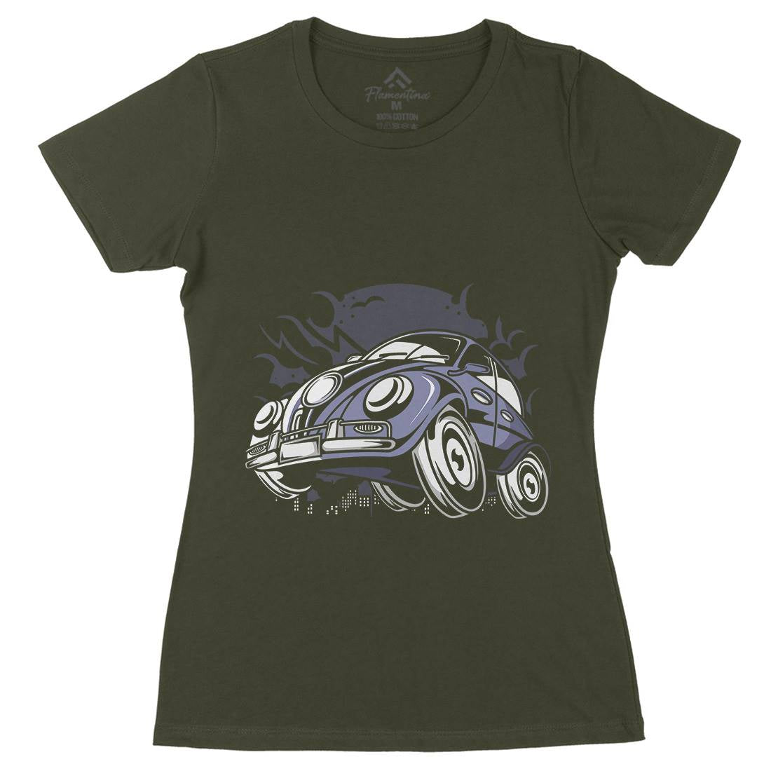 Classic Beetle Womens Organic Crew Neck T-Shirt Cars C329