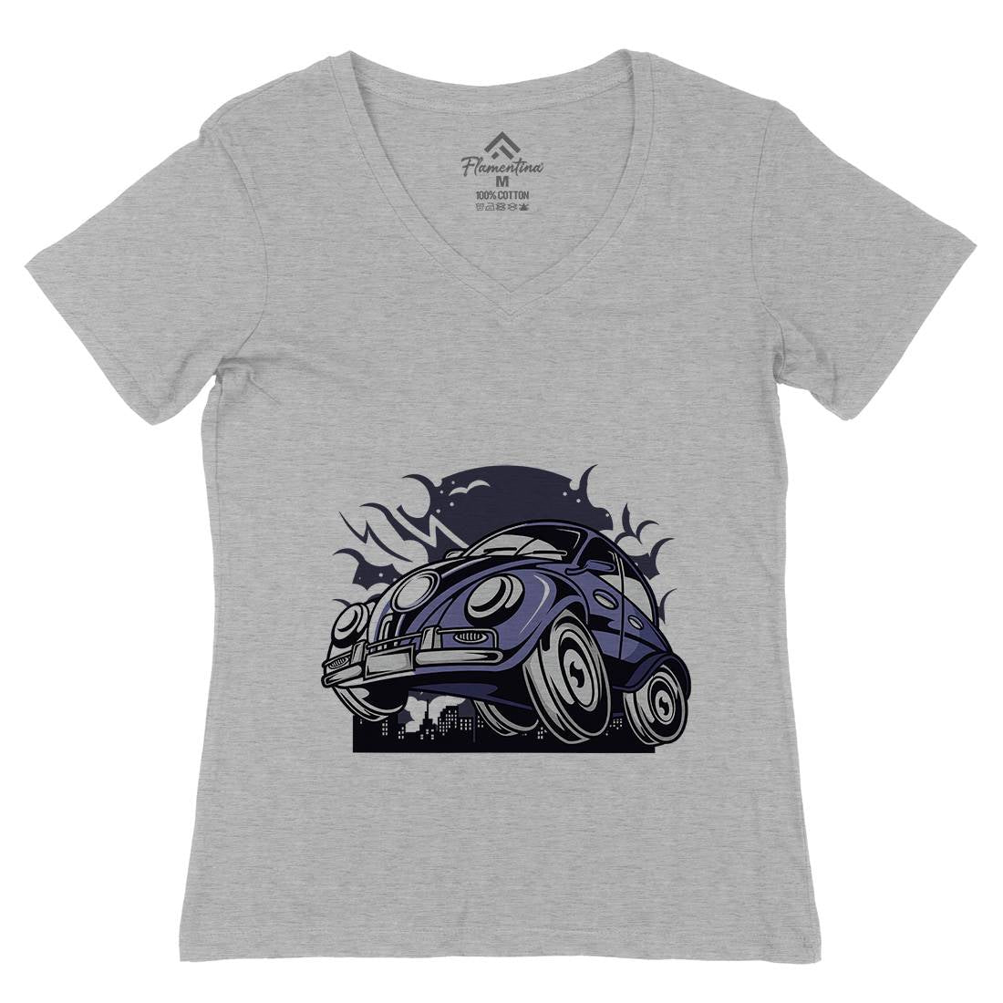 Classic Beetle Womens Organic V-Neck T-Shirt Cars C329