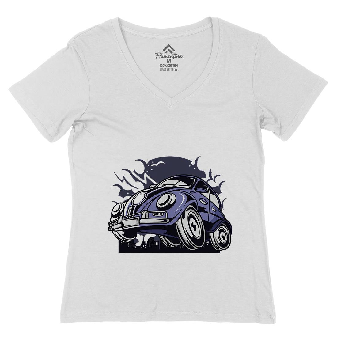 Classic Beetle Womens Organic V-Neck T-Shirt Cars C329