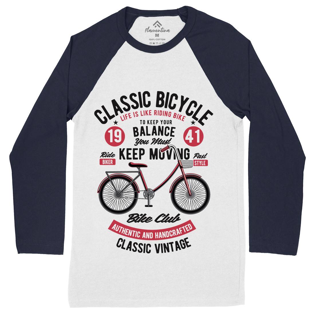 Classic Bicycle Mens Long Sleeve Baseball T-Shirt Bikes C330