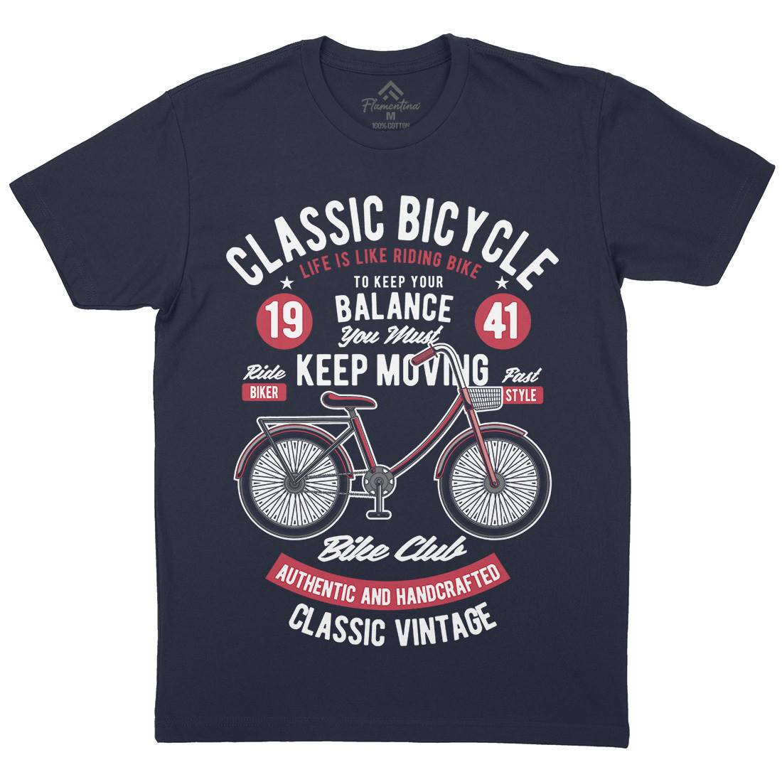 Classic Bicycle Mens Crew Neck T-Shirt Bikes C330