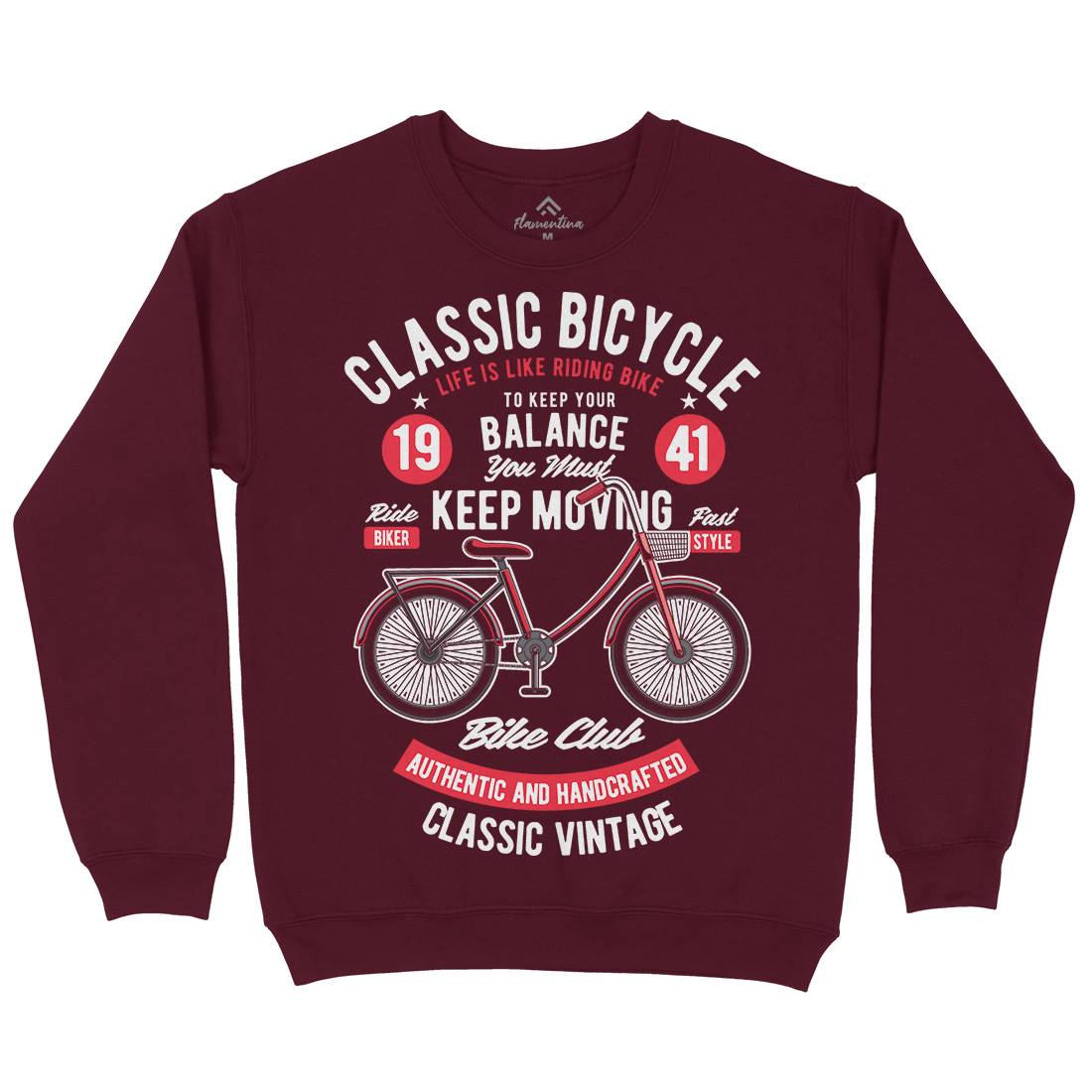 Classic Bicycle Mens Crew Neck Sweatshirt Bikes C330