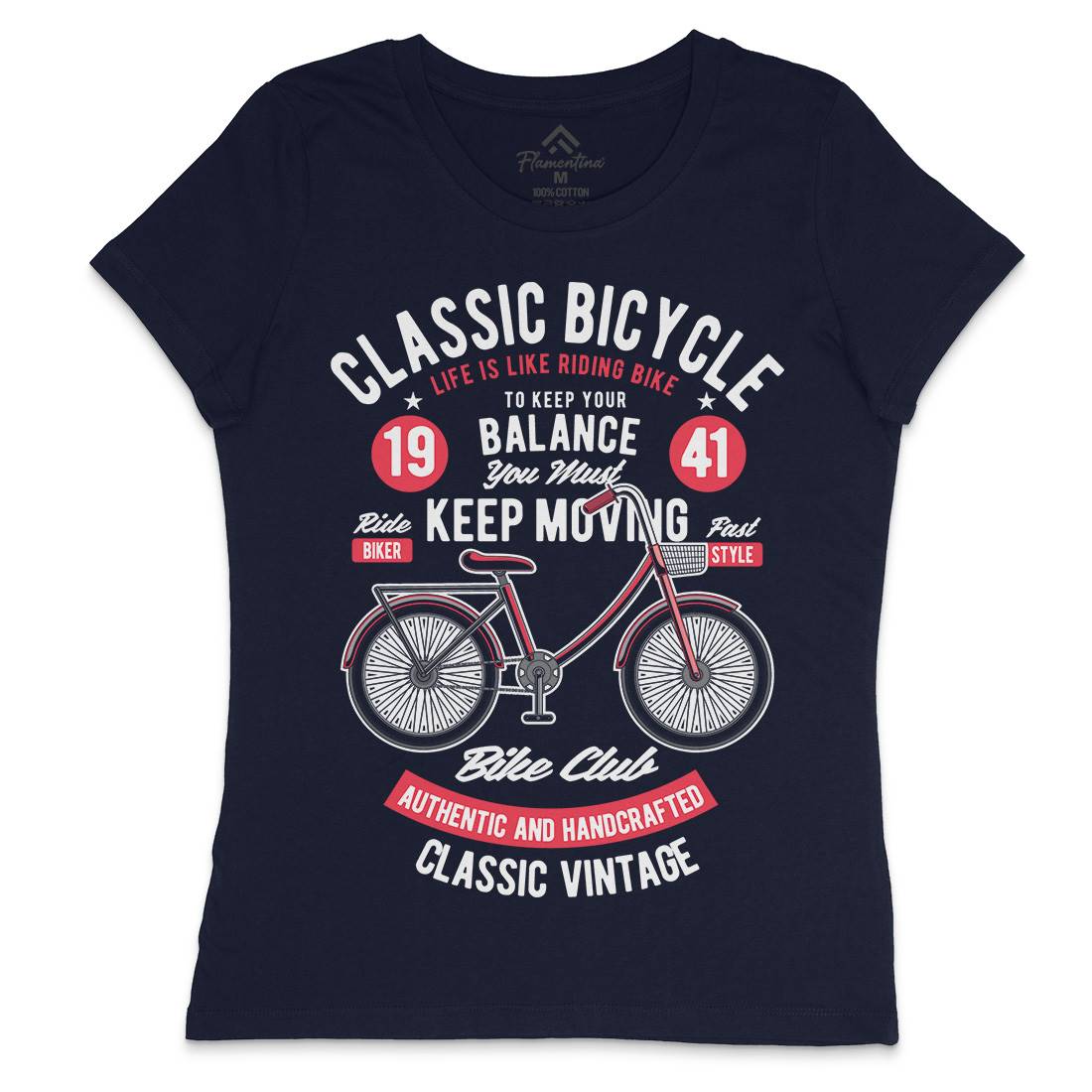 Classic Bicycle Womens Crew Neck T-Shirt Bikes C330