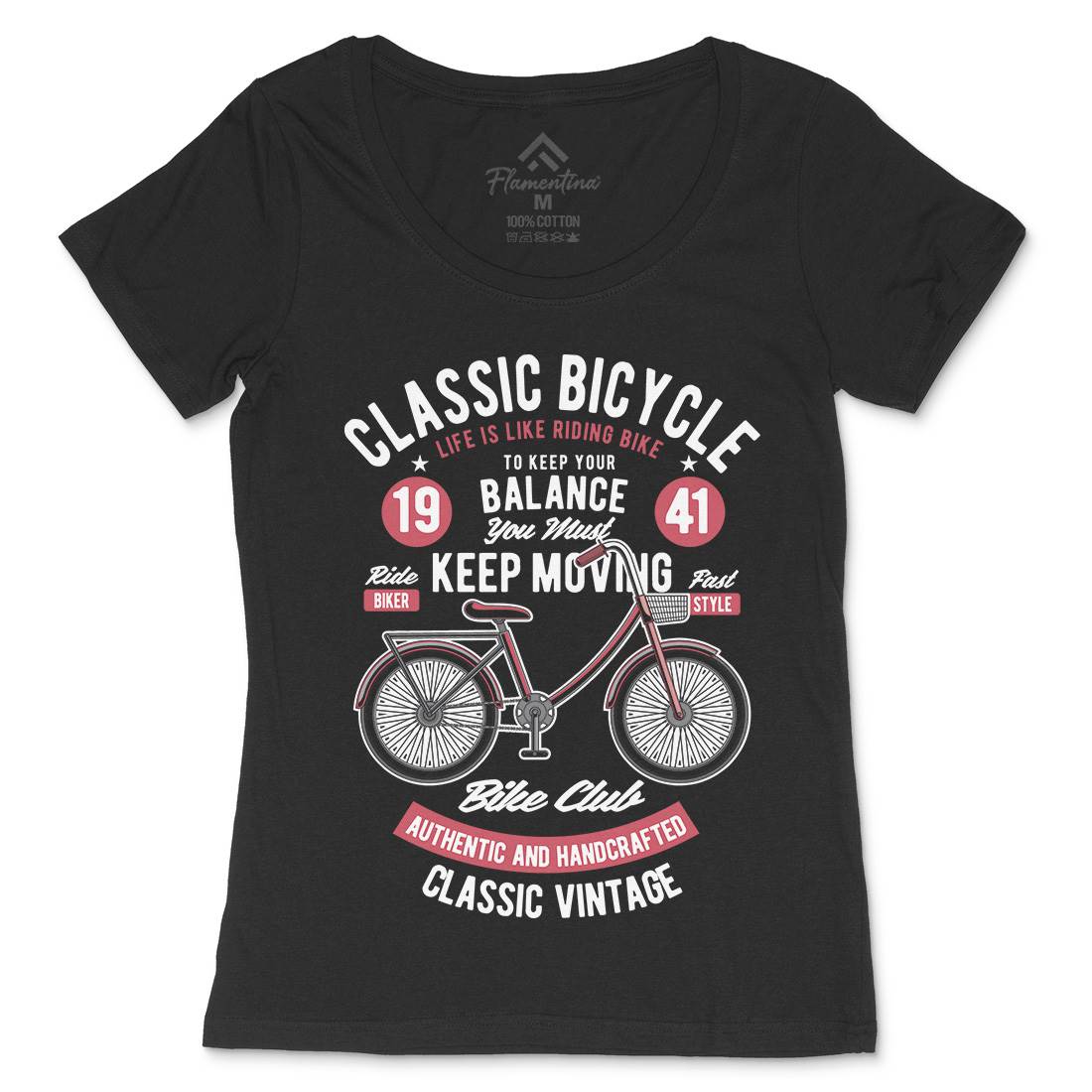 Classic Bicycle Womens Scoop Neck T-Shirt Bikes C330